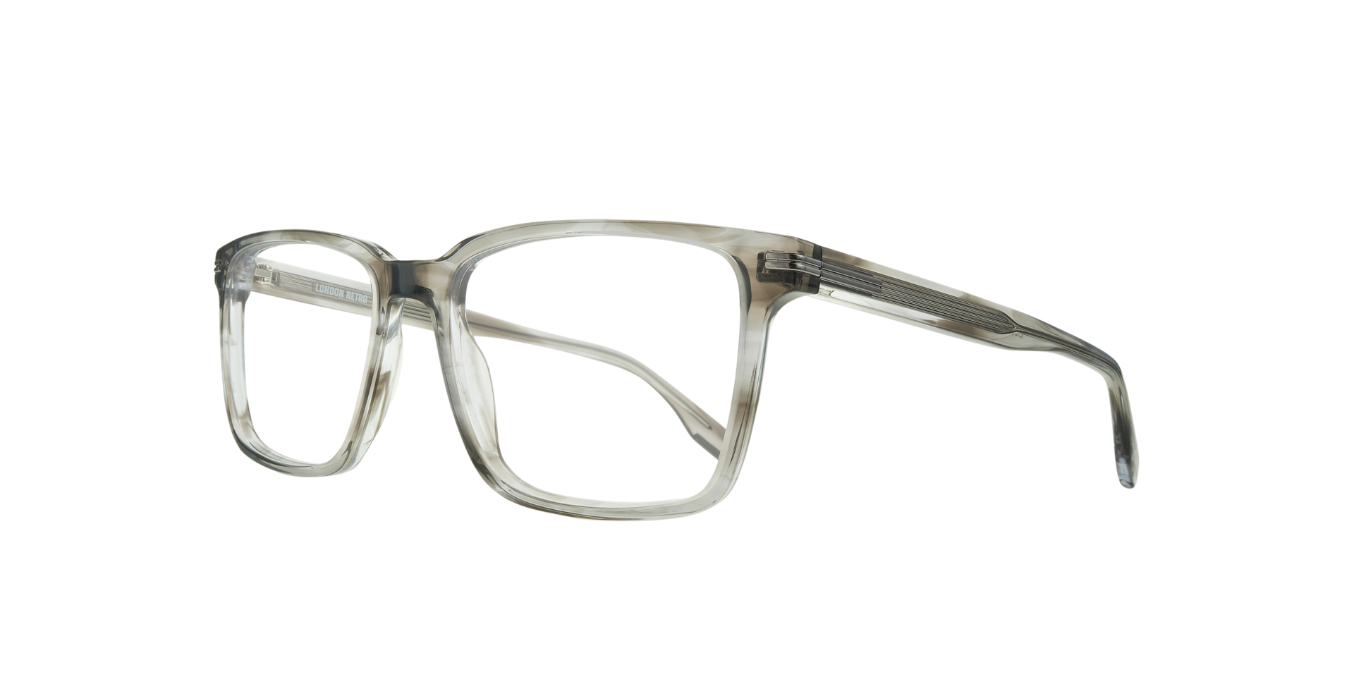 Leith Grey & Gunmetal AcetateEyeglass Frames for Glasses Direct, Angle View
