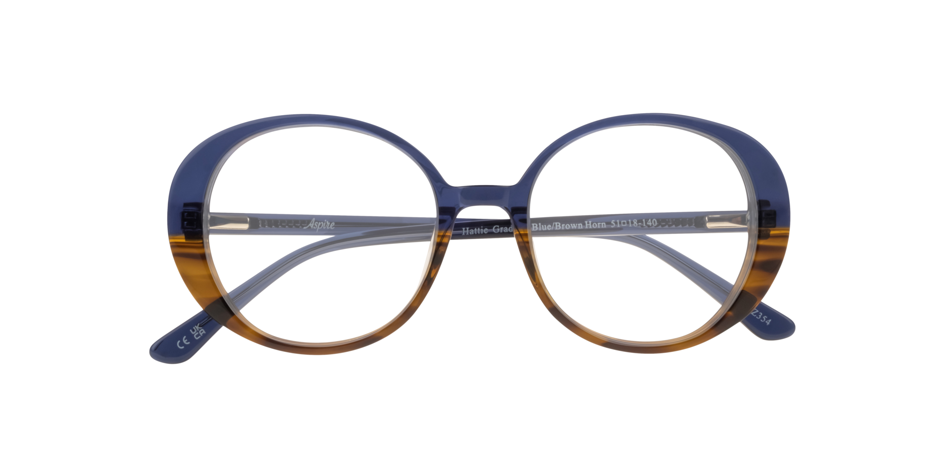 Hattie Gradient Blue & Brown Horn AcetateSunglass Frames for Glasses Direct, Closed View