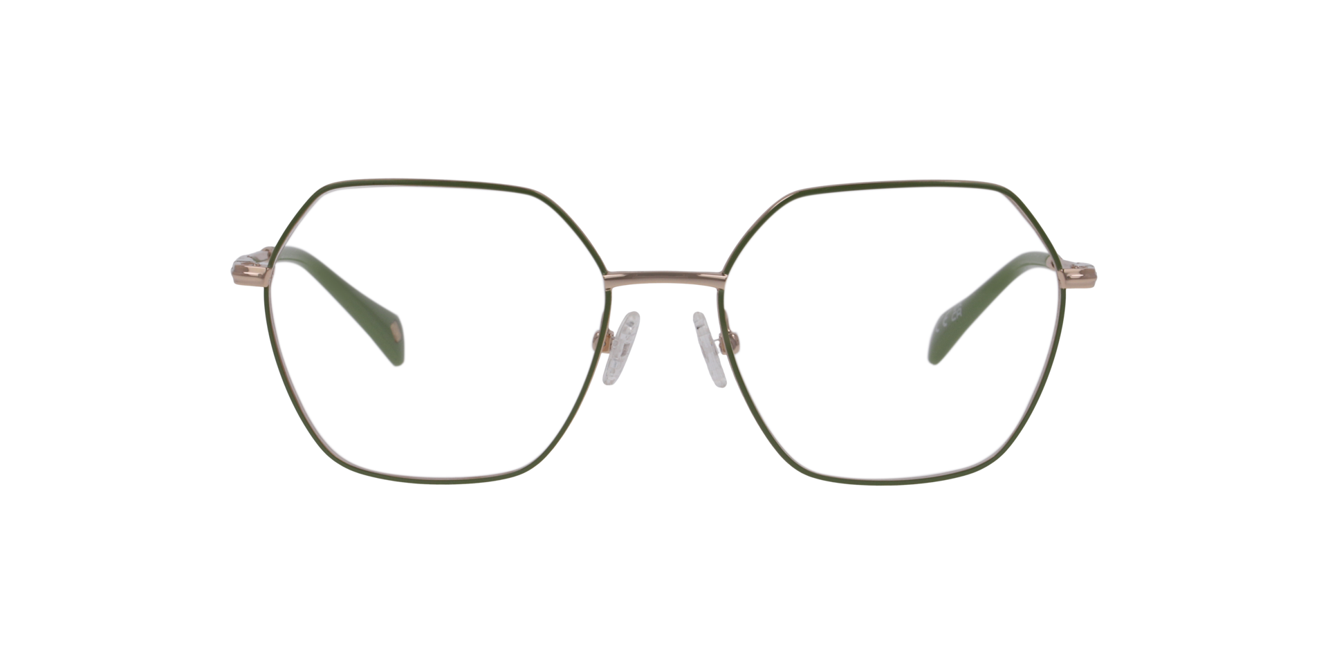 Mitcham Green On Gold MetalEyeglass Frames for Glasses Direct, Front View