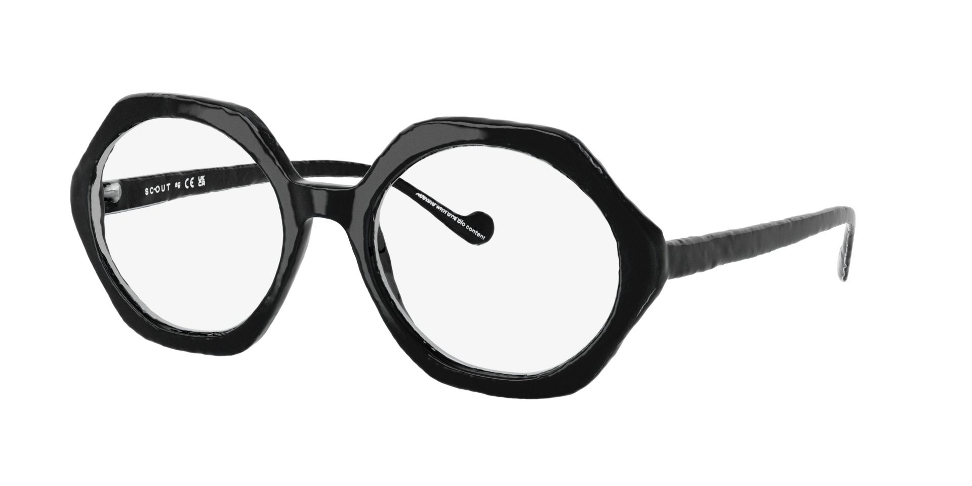Margaret Black AcetateEyeglass Frames for Glasses Direct, Angle View