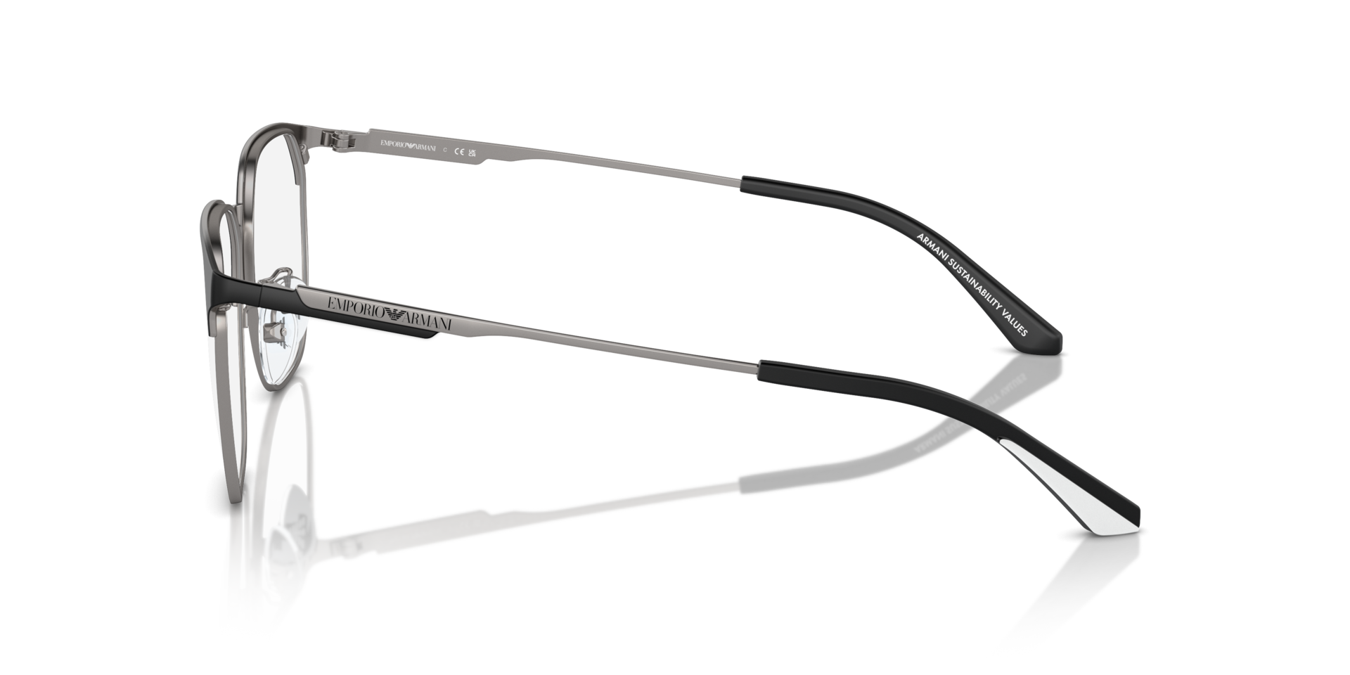 EA1158D Matte Black & Gunmetal MetalEyeglass Frames for Glasses Direct, Side View