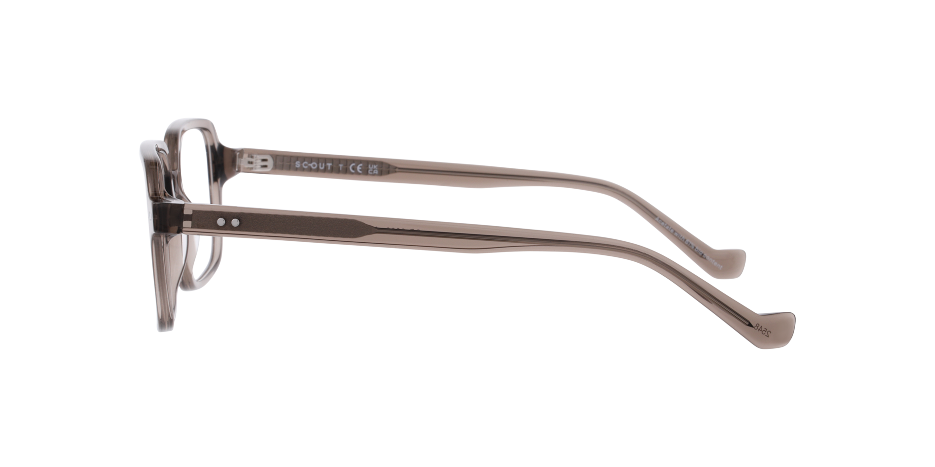 Mogensen Transparent Grey AcetateEyeglass Frames for Glasses Direct, Side View