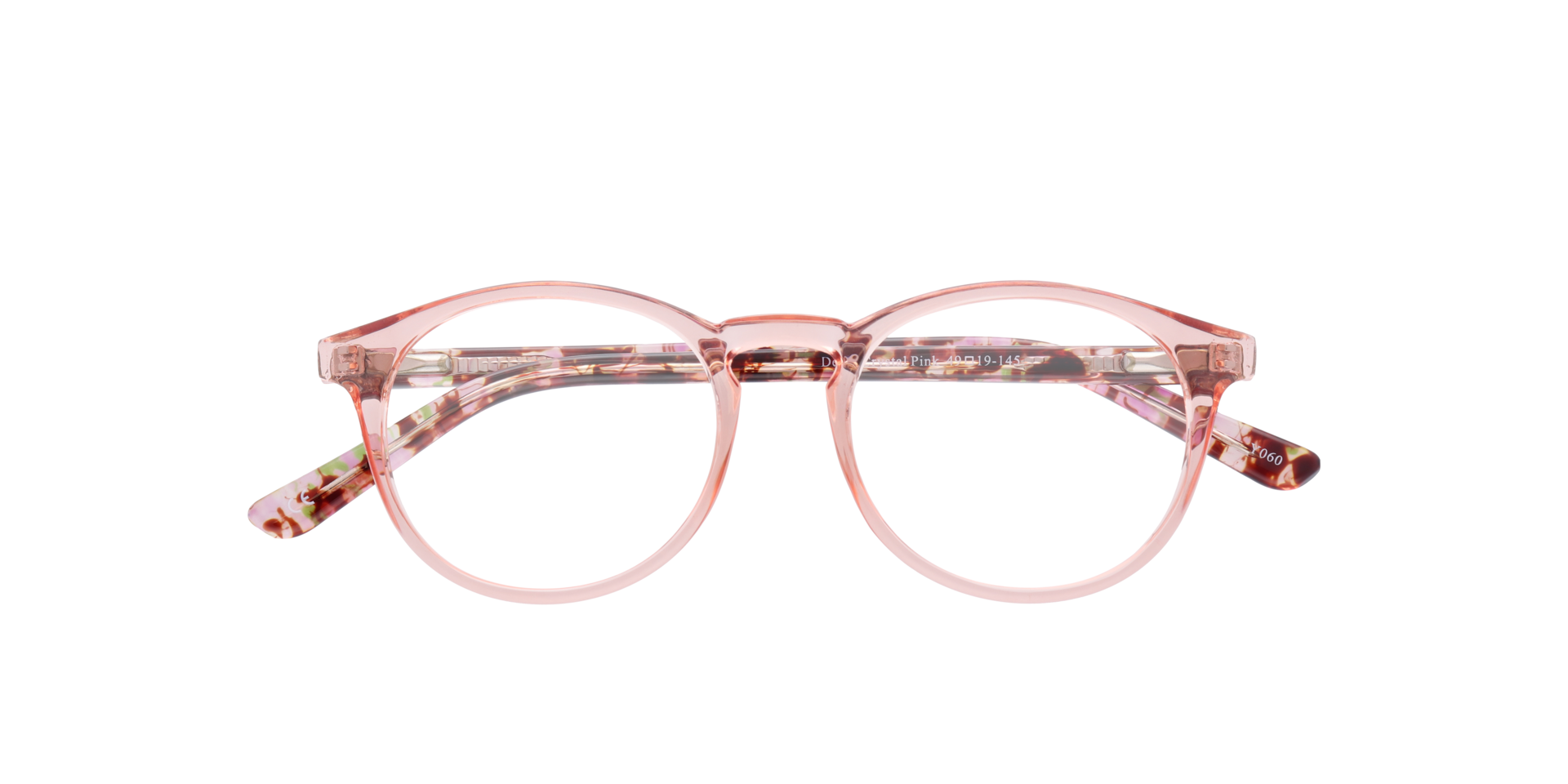 Deon Crystal Pink PlasticEyeglass Frames for Glasses Direct, Closed View