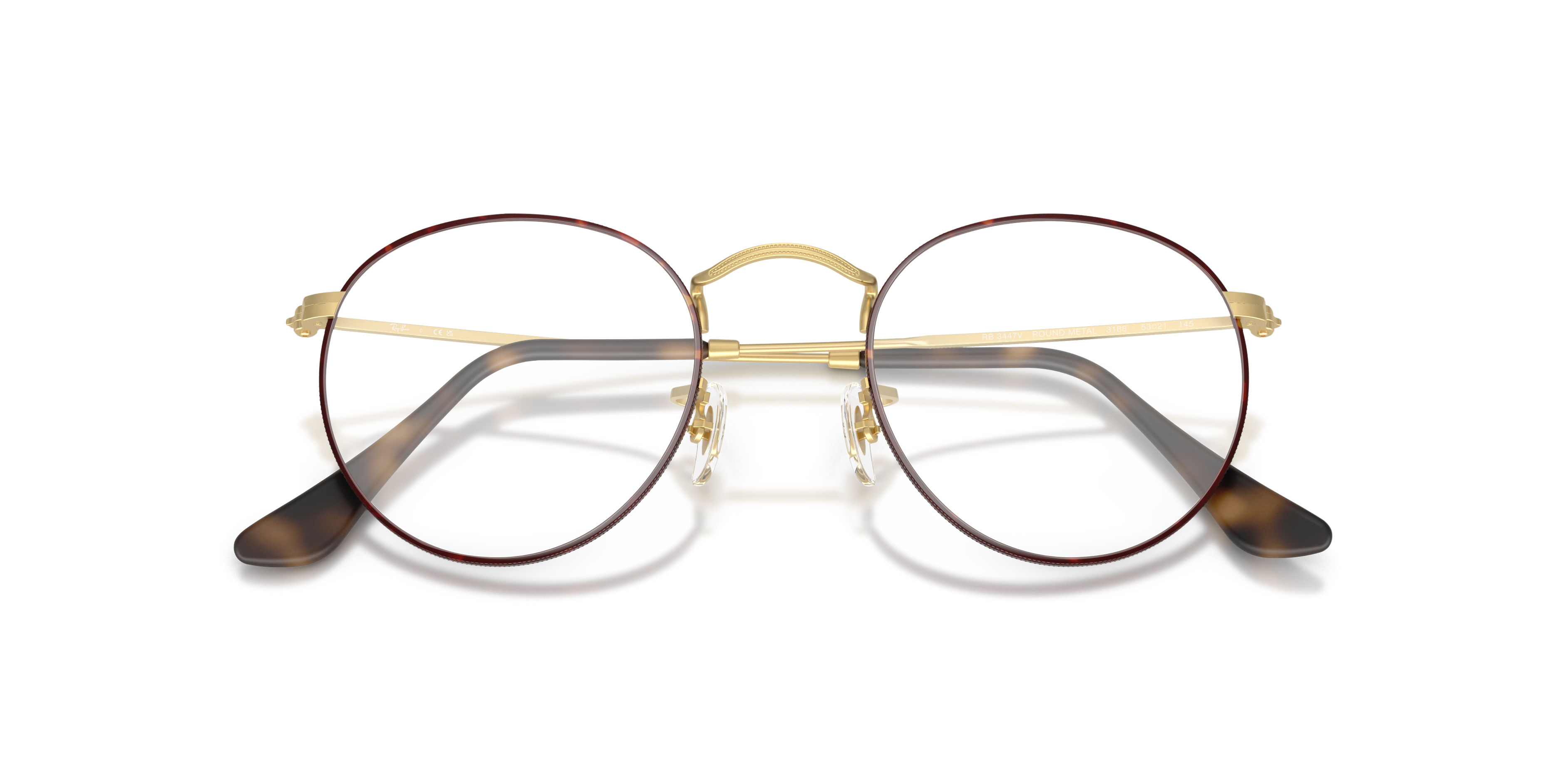 RB3447V Matte Havana On Matte Arista Gold MetalEyeglass Frames for Glasses Direct, Closed View
