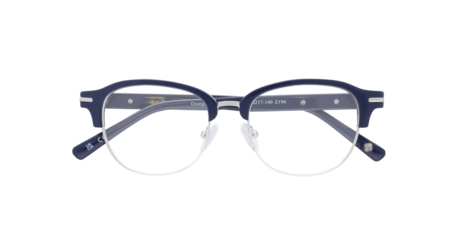 Grange Solid Navy Blue MetalSunglass Frames for Glasses Direct, Closed View