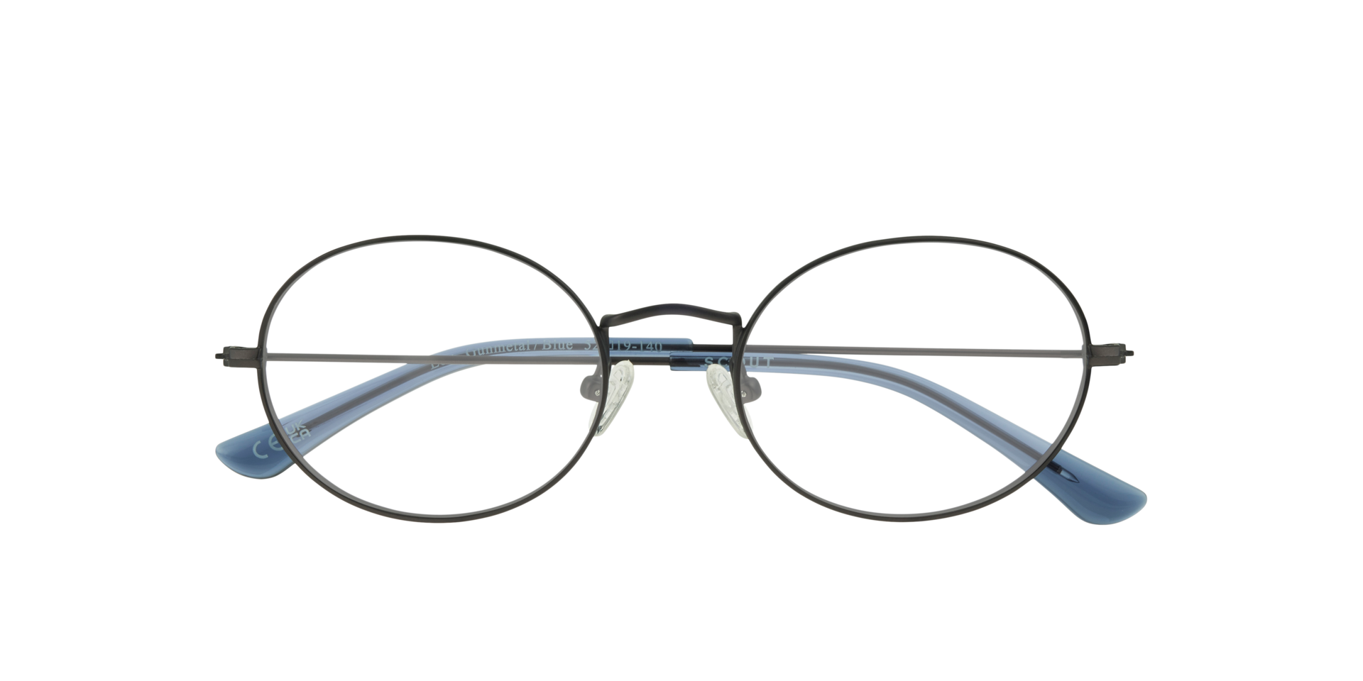 Lou Gunmetal & Blue MetalEyeglass Frames for Glasses Direct, Closed View