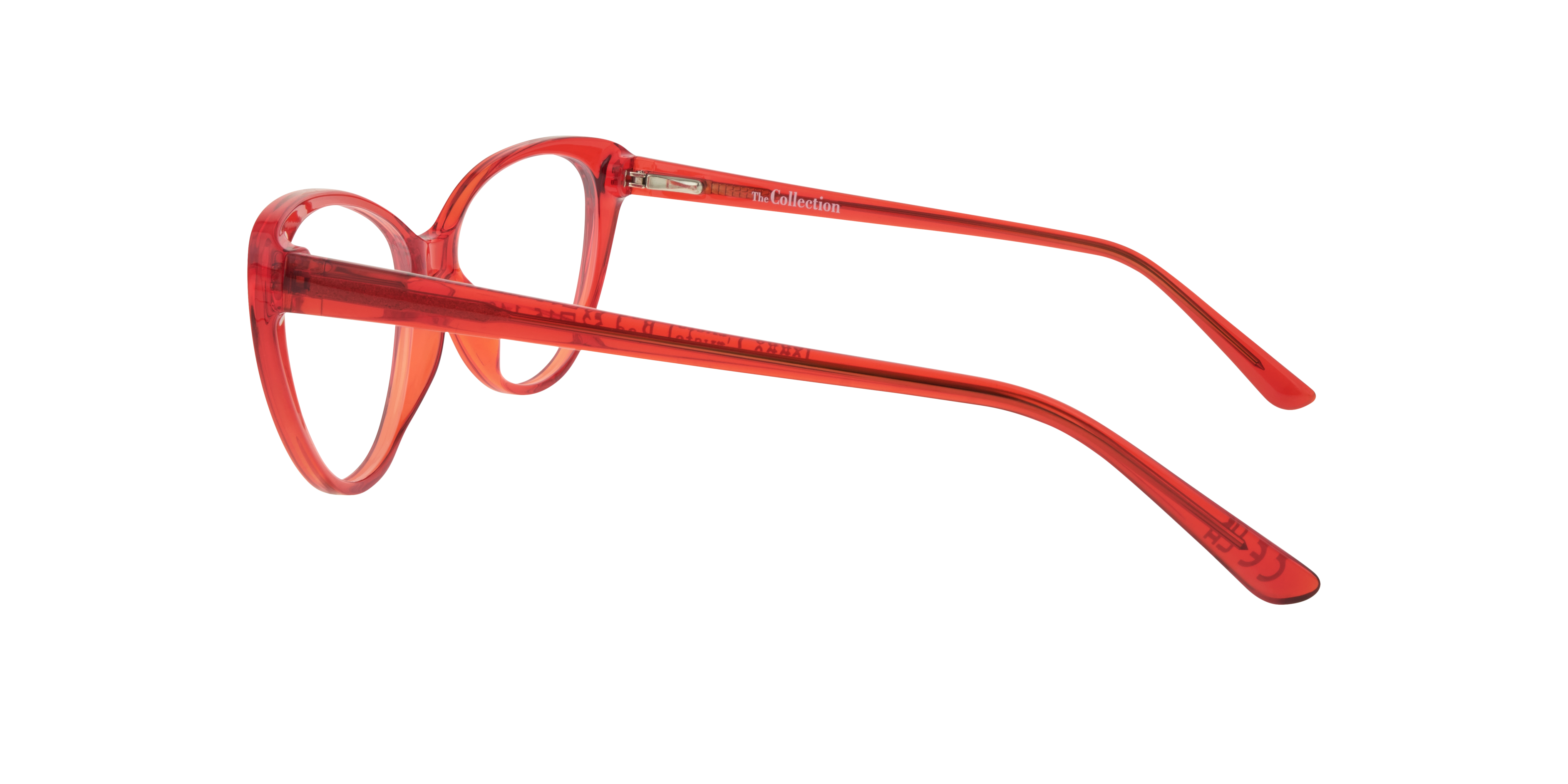 Jenna Crystal Red PlasticEyeglass Frames for Glasses Direct, Side View