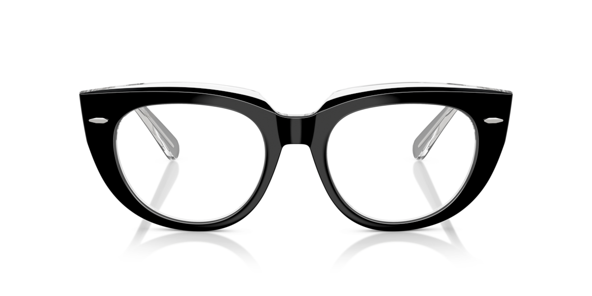 Ray-Ban Women's Black On Transparent Square Acetate Eyeglasses Online - Full Rim - Rb5586