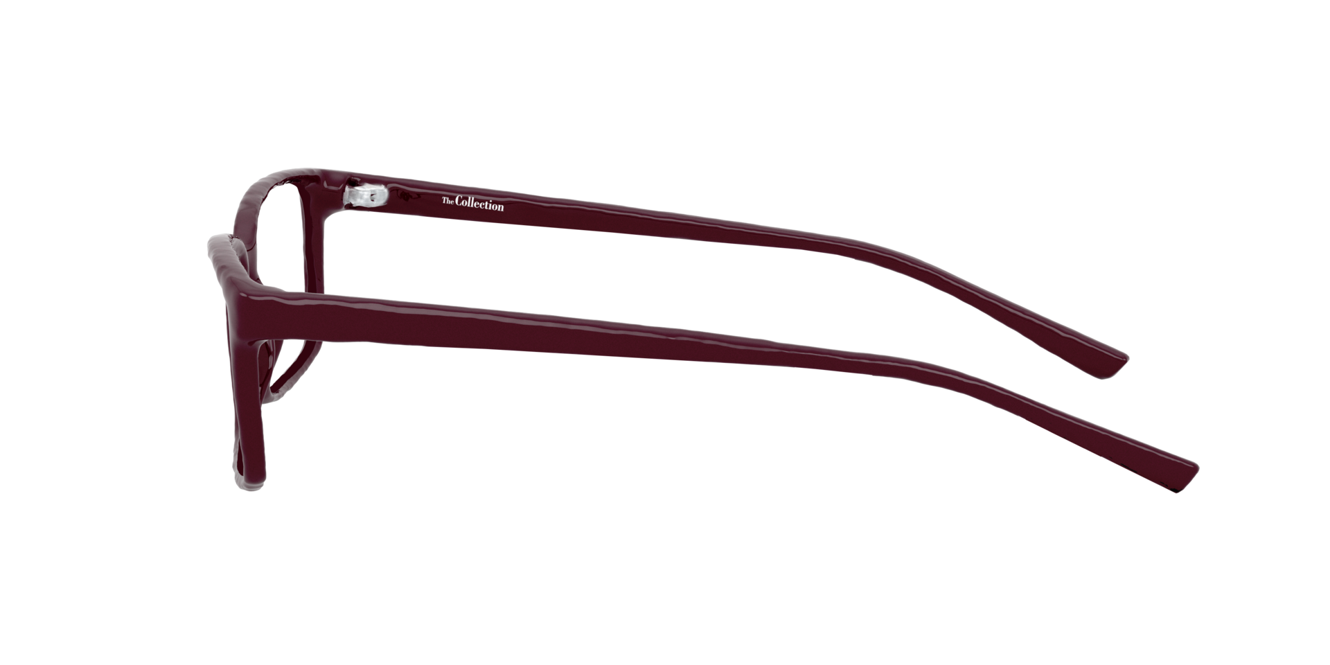 Kabir Burgundy PlasticEyeglass Frames for Glasses Direct, Side View