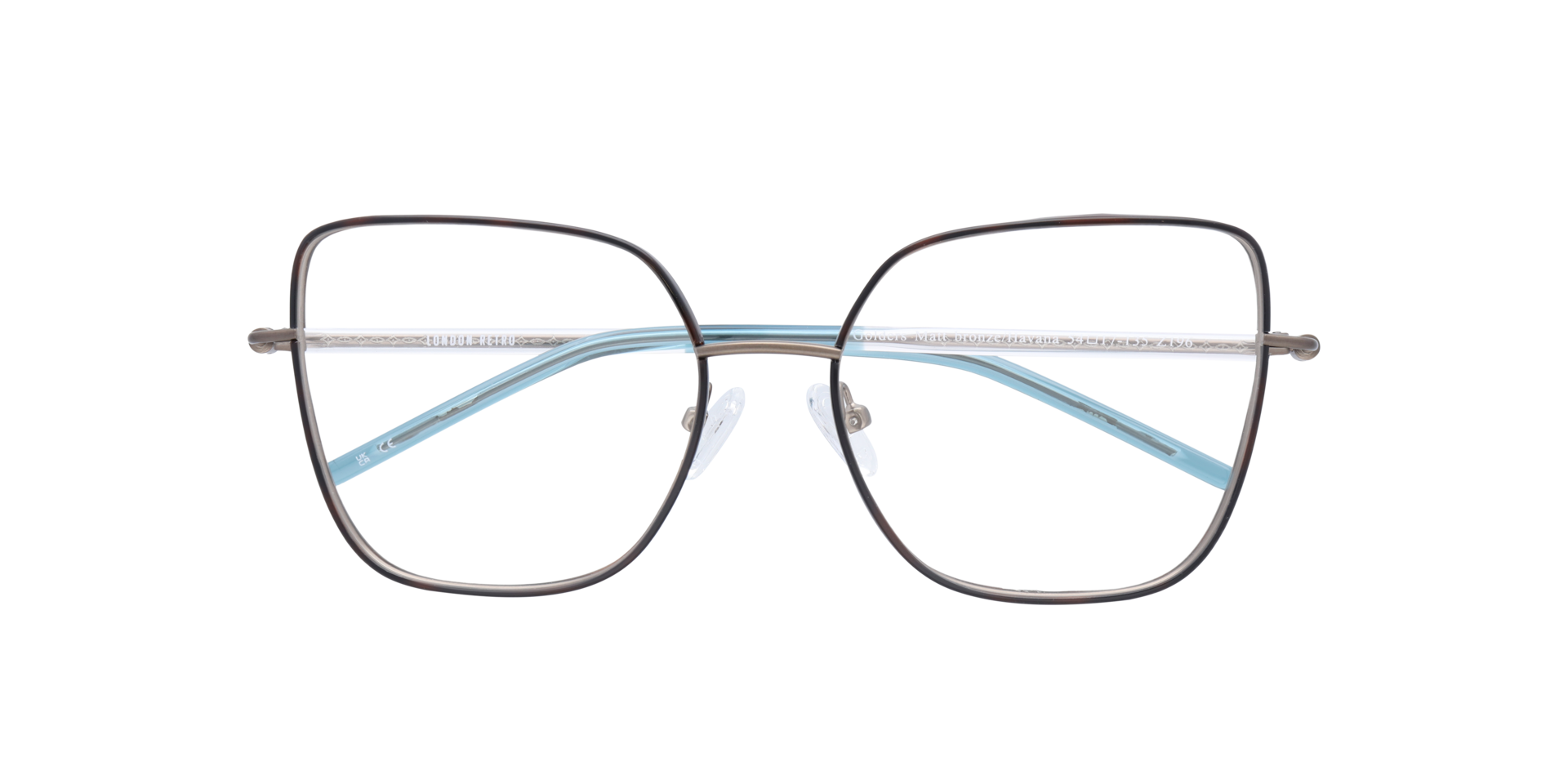 Golders Matte Bronze & Havana MetalEyeglass Frames for Glasses Direct, Closed View