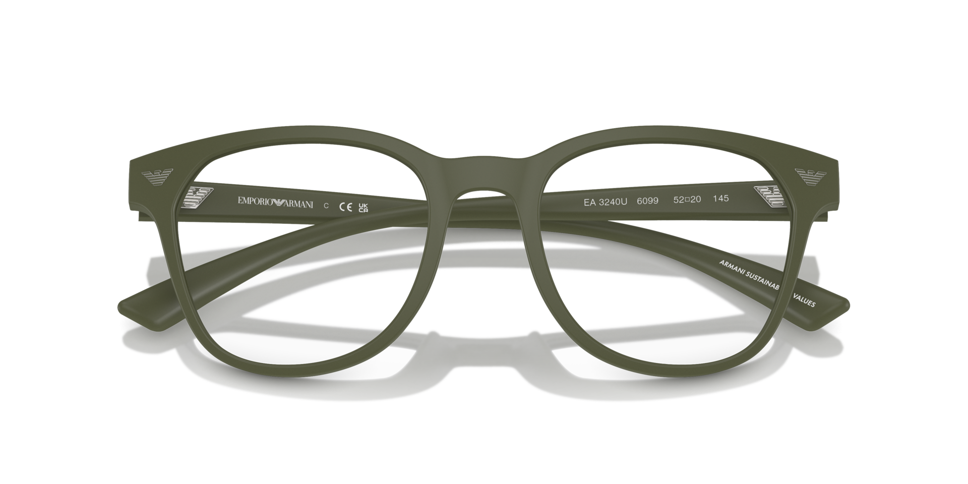 EA3240U Matte Green PlasticEyeglass Frames for Glasses Direct, Closed View