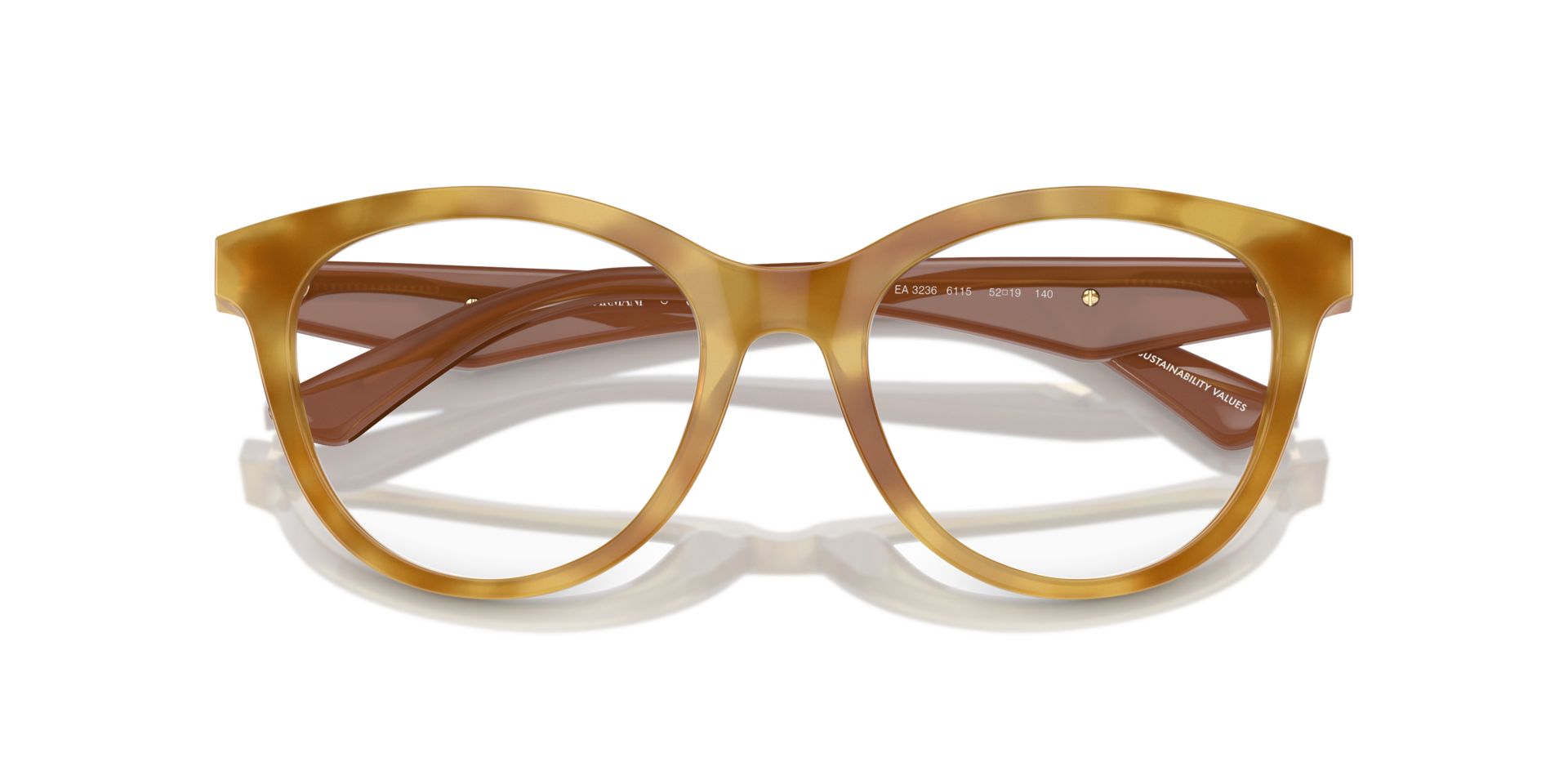 EA3236 Shiny Light Havana AcetateEyeglass Frames for Glasses Direct, Closed View