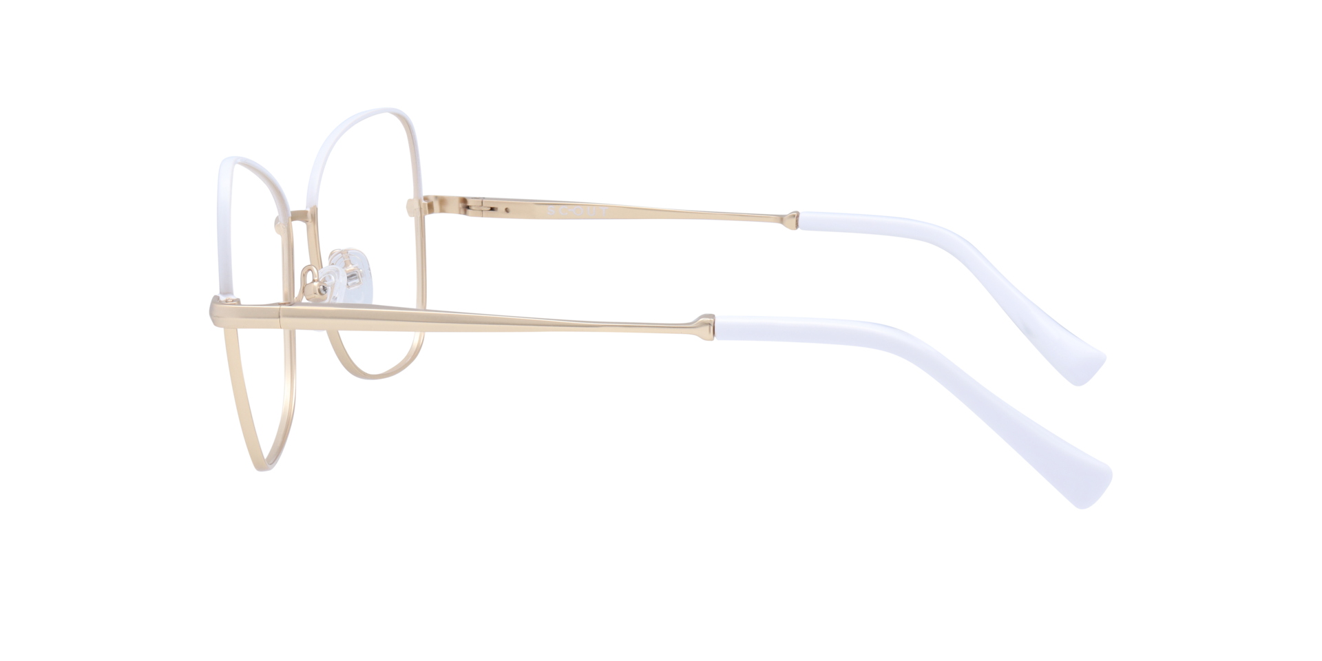 Geri Matte Gold & White MetalEyeglass Frames for Glasses Direct, Side View