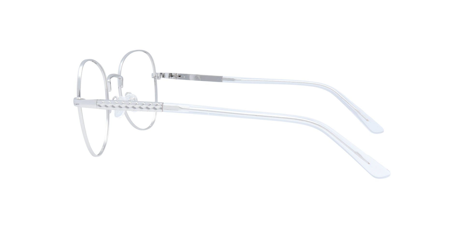 Aida Shiny Silver MetalEyeglass Frames for Glasses Direct, Side View