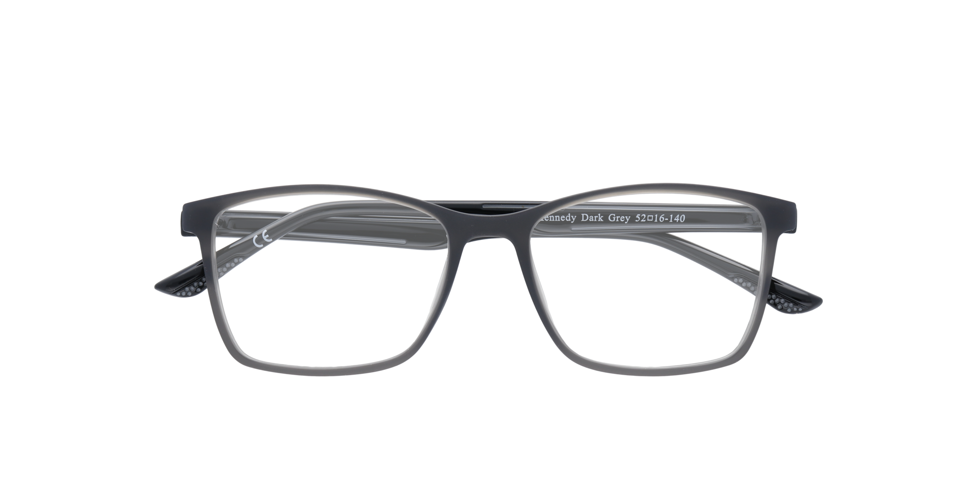 Kennedy Dark Grey PlasticEyeglass Frames for Glasses Direct, Closed View