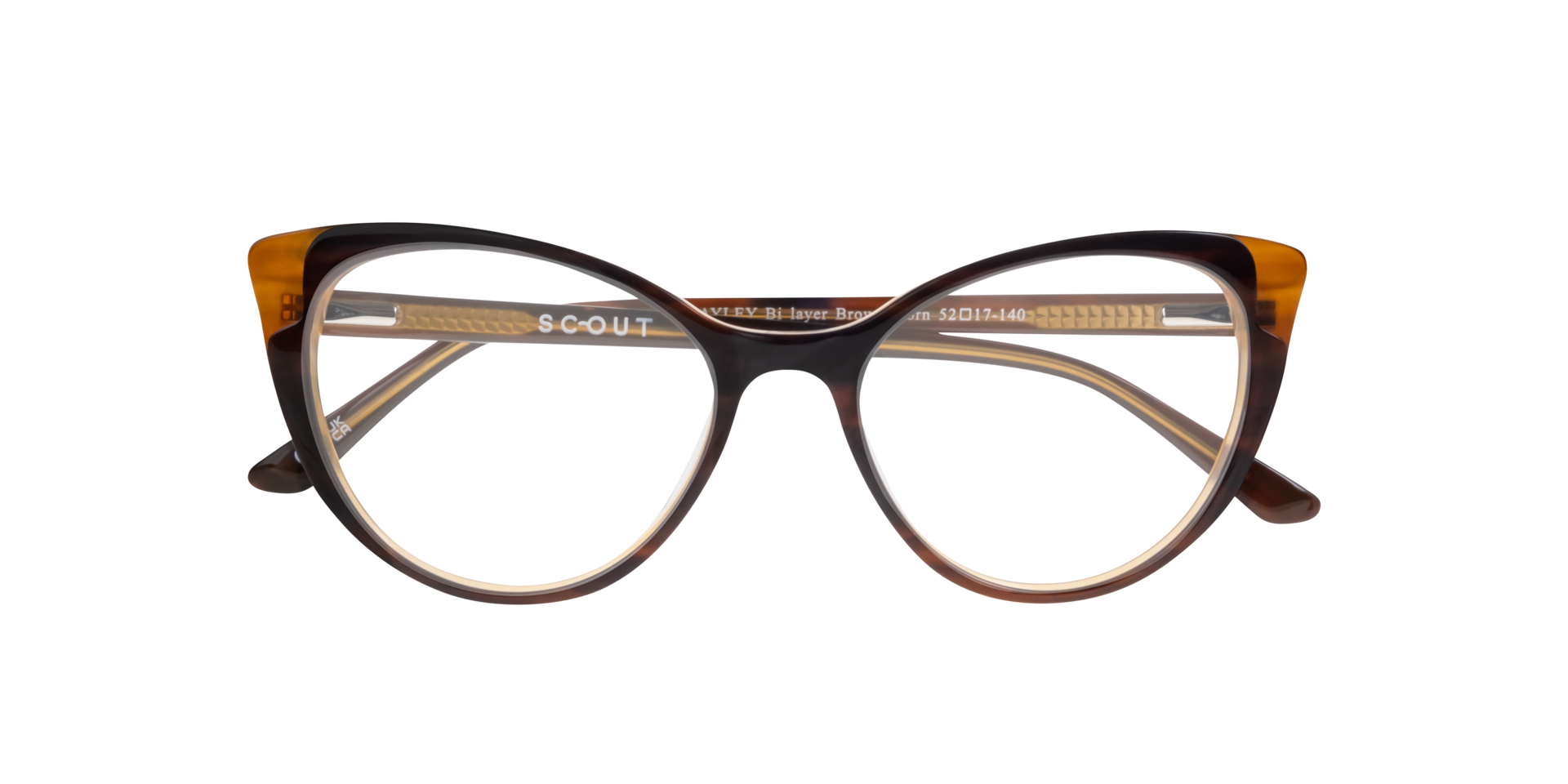 Hayley Bi Layer Brown Horn AcetateEyeglass Frames for Glasses Direct, Closed View
