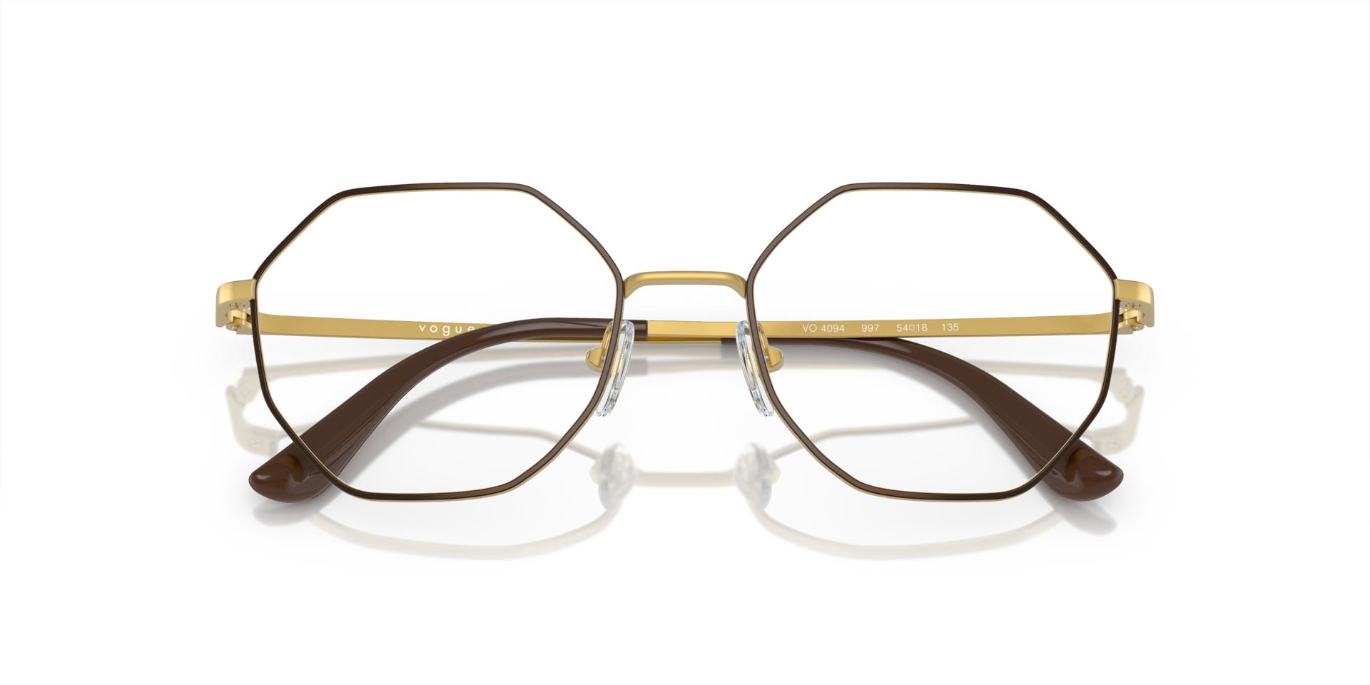 VO4094 Top Brown & Pale Gold MetalEyeglass Frames for Glasses Direct, Closed View