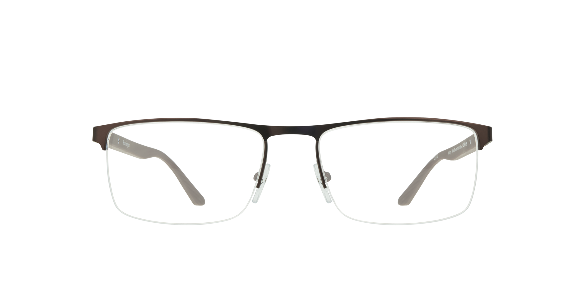 Jeffrey Matte Brown & Twill Silver MetalEyeglass Frames for Glasses Direct, Front View