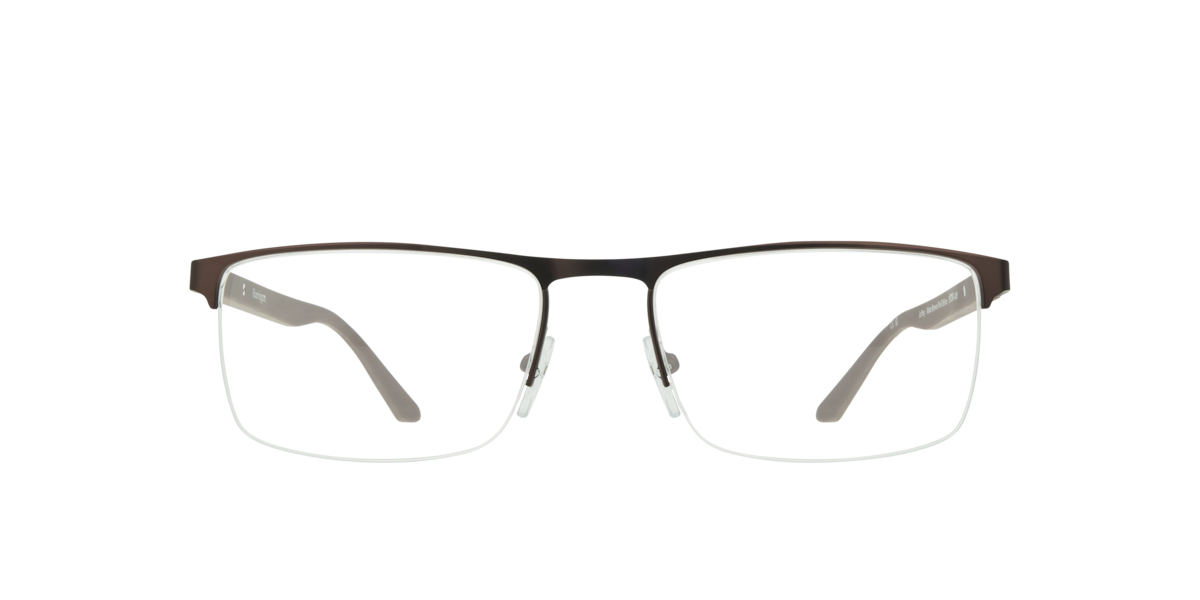 Harrington Men's Matte Brown,Twill Silver Matte Brown/Twill Silver Rectangle Metal Eyeglasses Online - Semi Rim - Jeffrey