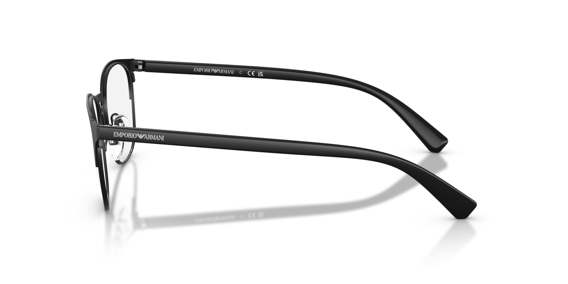 EA1059 Matte Black MetalEyeglass Frames for Glasses Direct, Side View