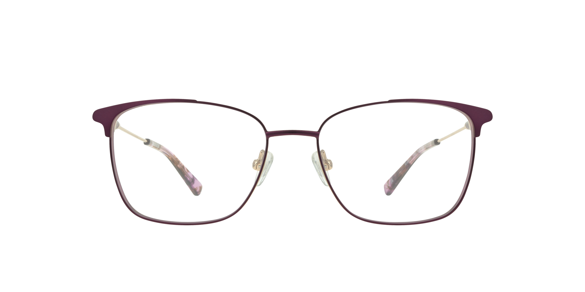 Kathleen Dark Purple & Silver MetalEyeglass Frames for Glasses Direct, Front View