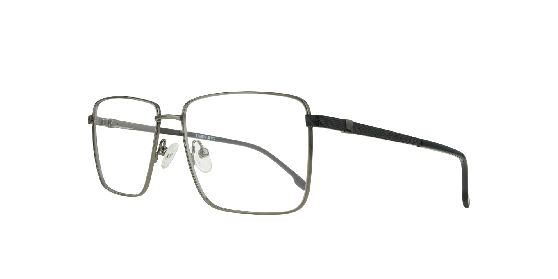 Lincoln Gunmetal & Black MetalEyeglass Frames for Glasses Direct, Angle View