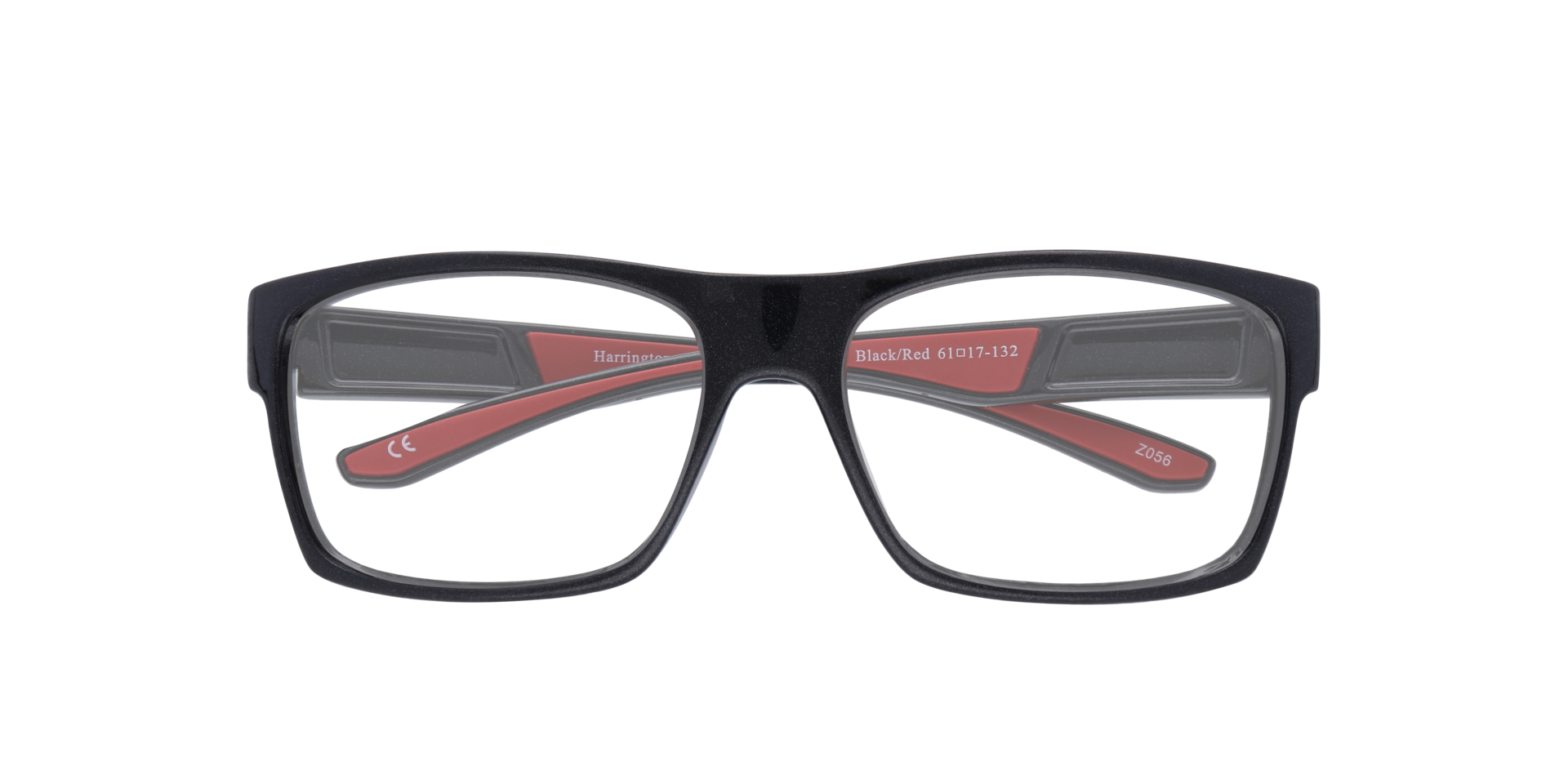 Blaze Shiny Black & Red PlasticEyeglass Frames for Glasses Direct, Closed View