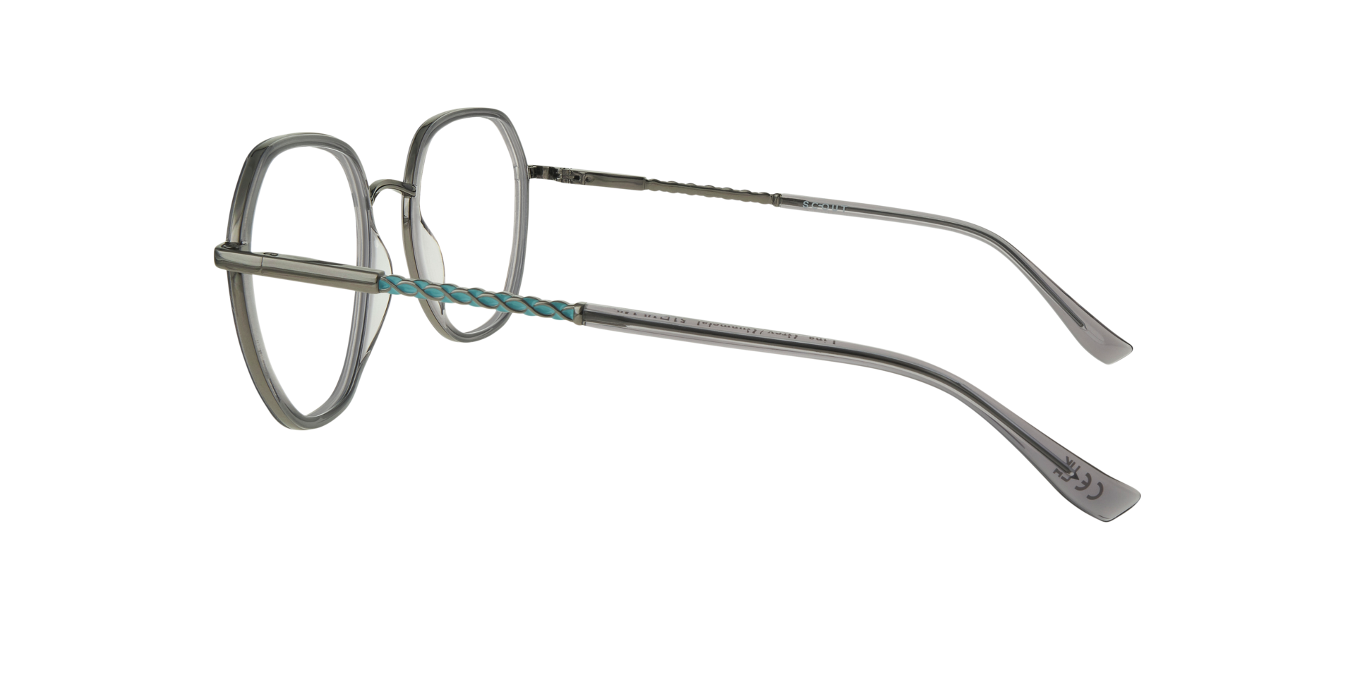 Lina Grey & Gunmetal MetalEyeglass Frames for Glasses Direct, Side View