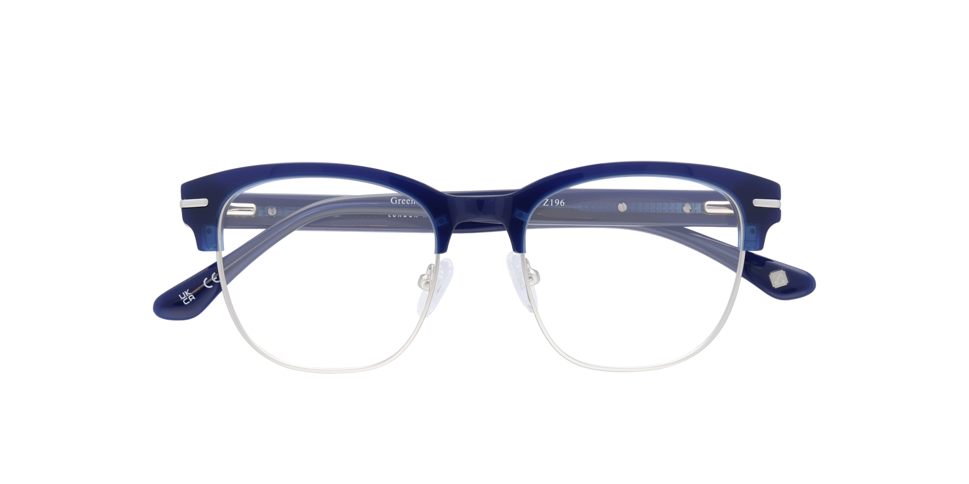 Greenford Navy Blue MetalEyeglass Frames for Glasses Direct, Closed View