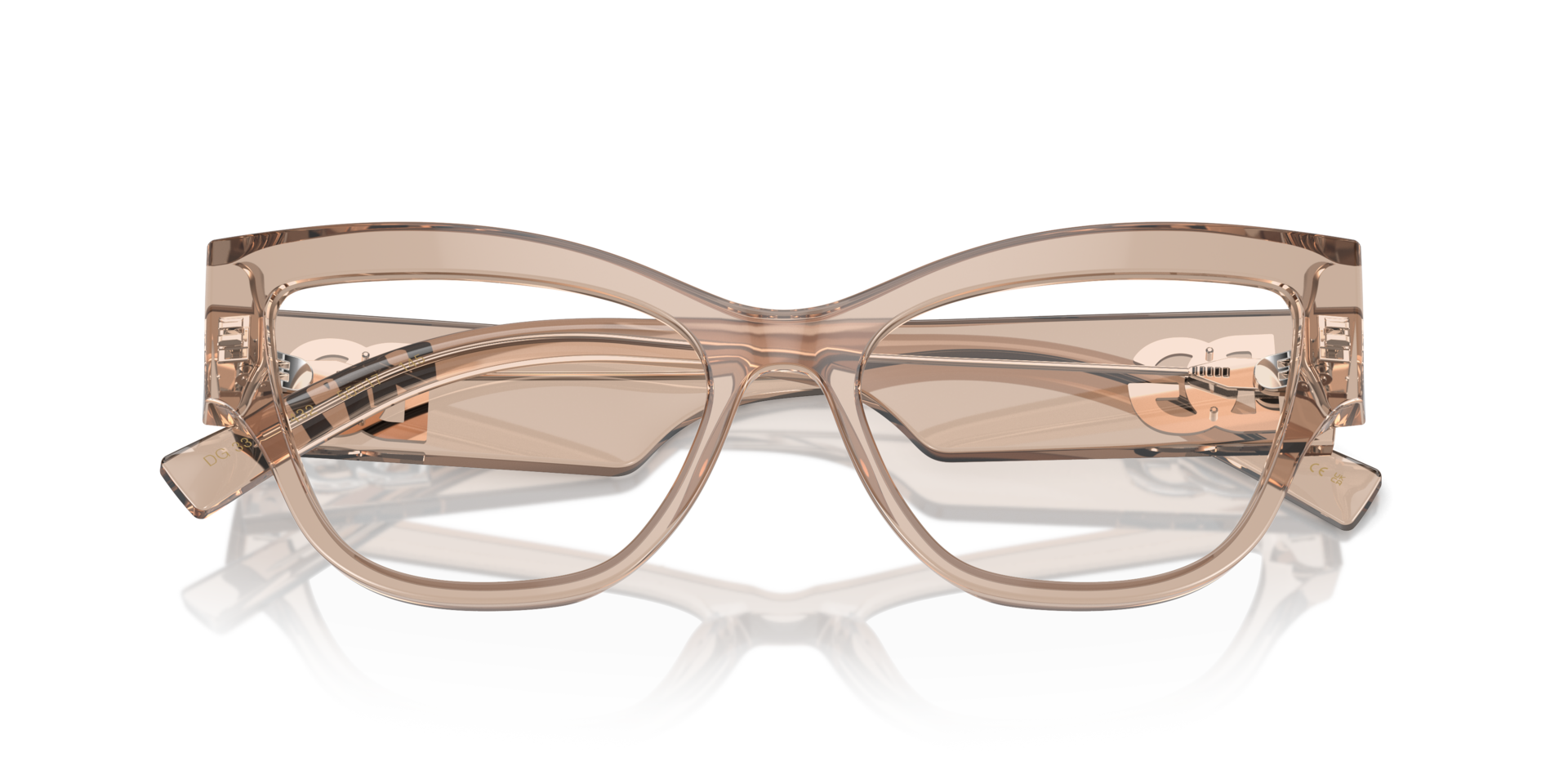 DG3378 Transparent Camel AcetateEyeglass Frames for Glasses Direct, Closed View