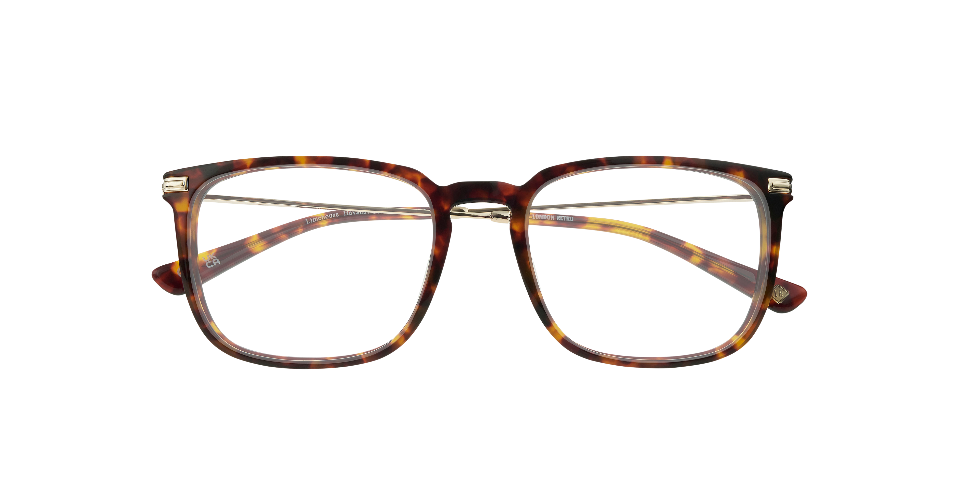 Limehouse Havana & Gold AcetateEyeglass Frames for Glasses Direct, Closed View