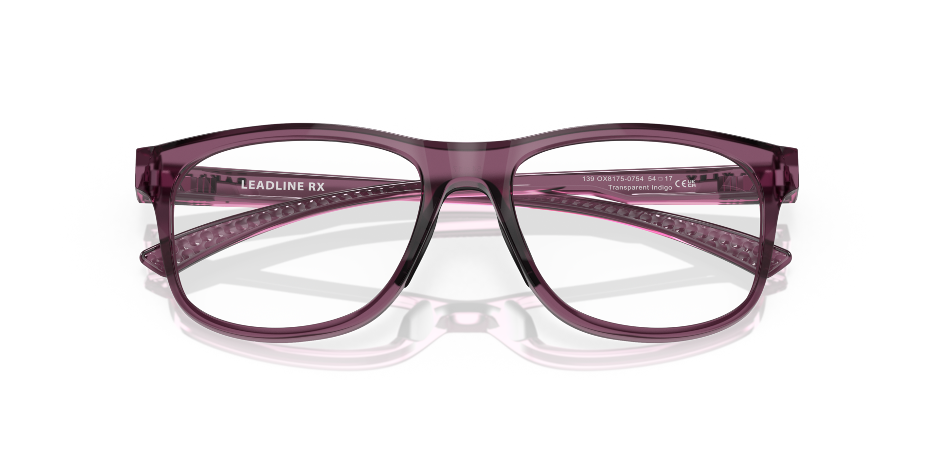 Leadline Transparent Indigo PlasticEyeglass Frames for Glasses Direct, Closed View