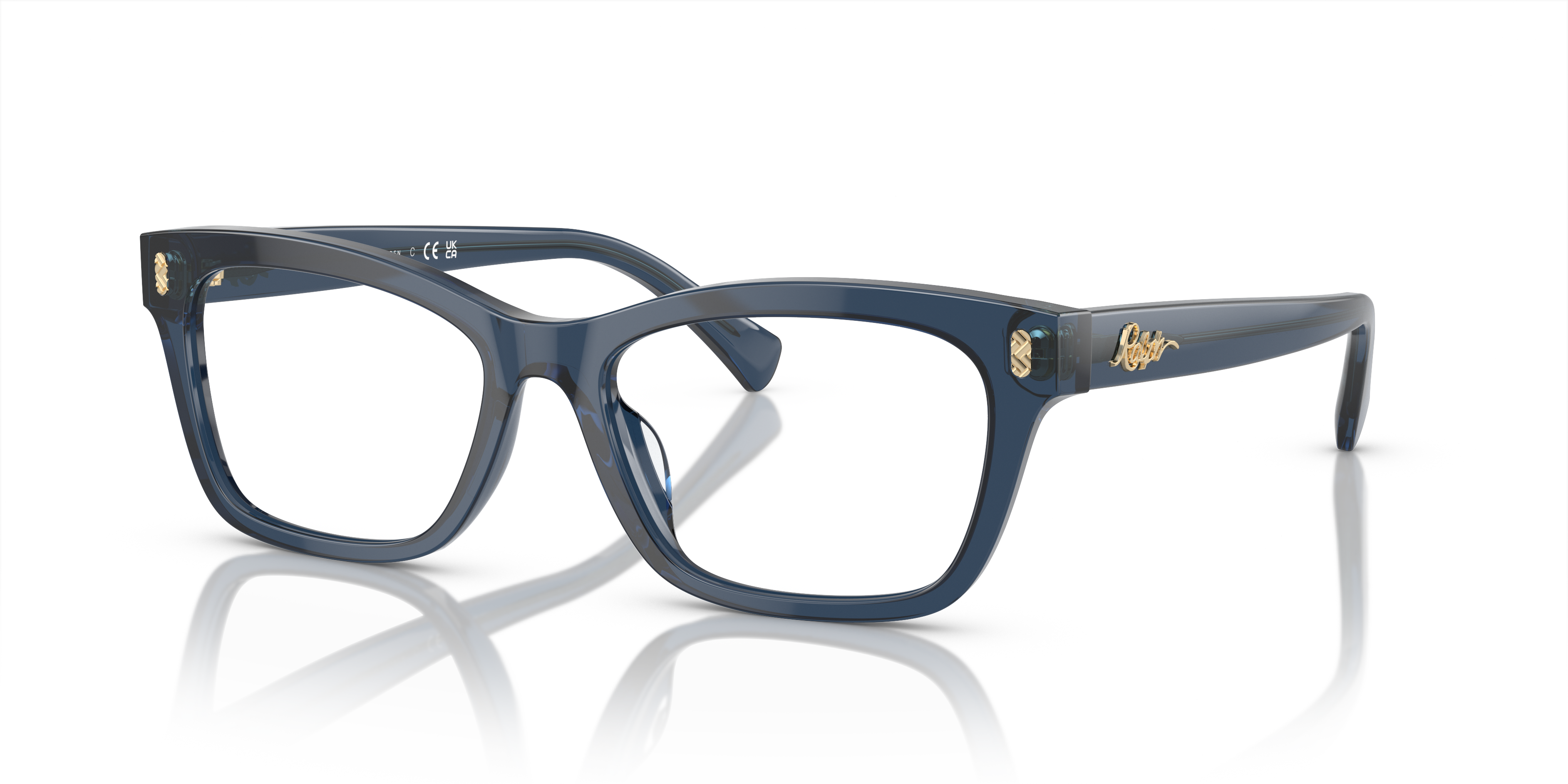RA7154U Shiny Transparent Blue AcetateEyeglass Frames for Glasses Direct, Angle View