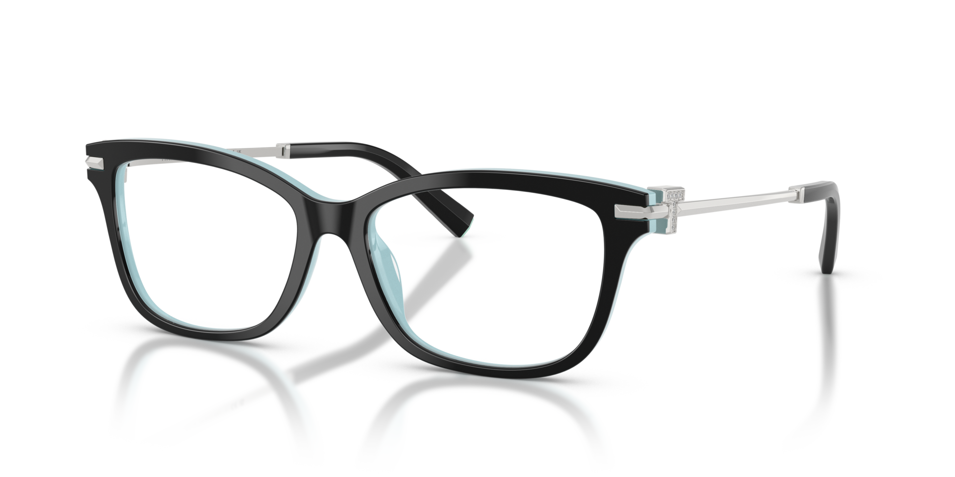 TF2288B Black On Tiffany Blue AcetateEyeglass Frames for Glasses Direct, Angle View