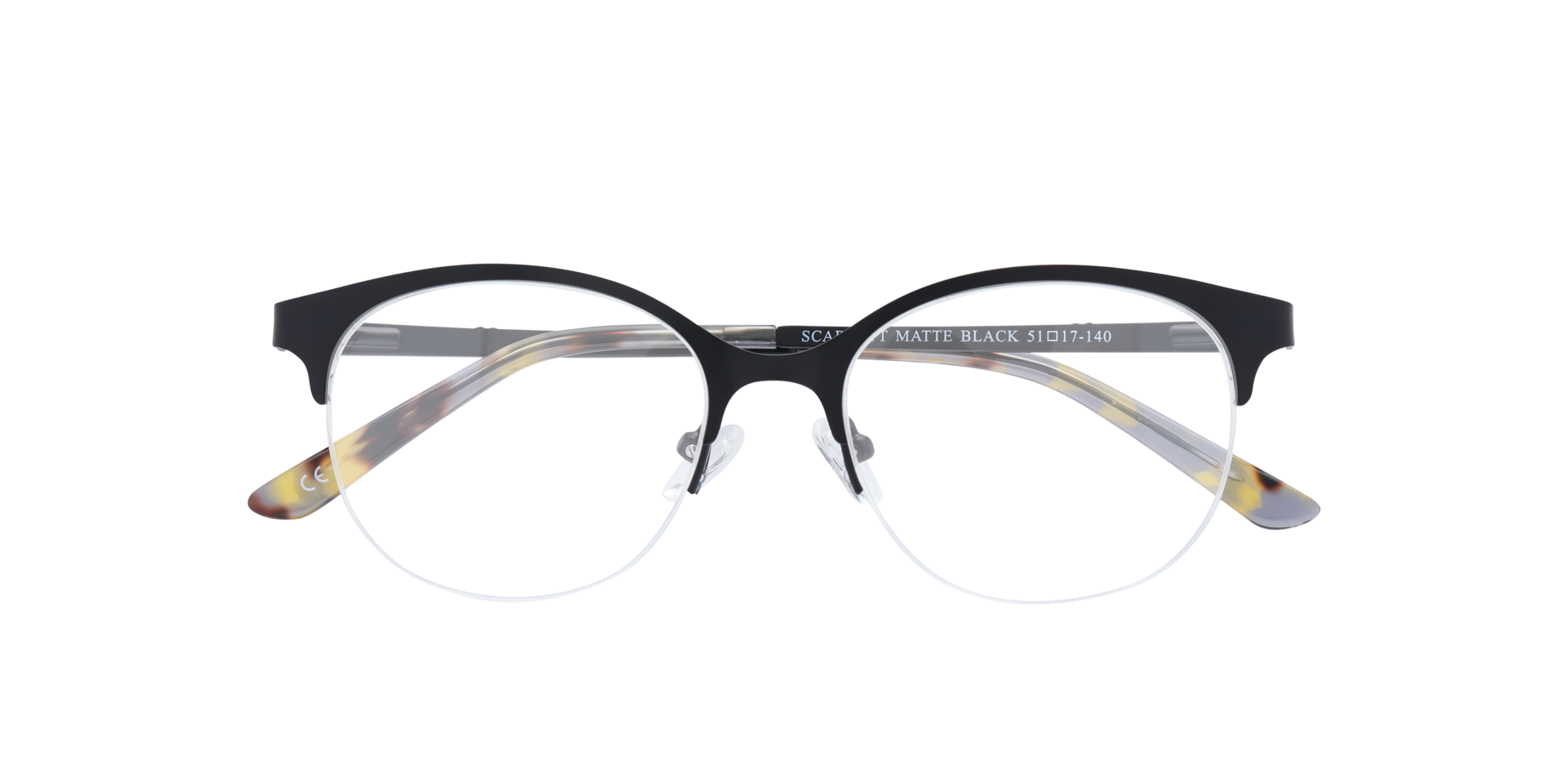 Scarlett Matte Black MetalEyeglass Frames for Glasses Direct, Closed View