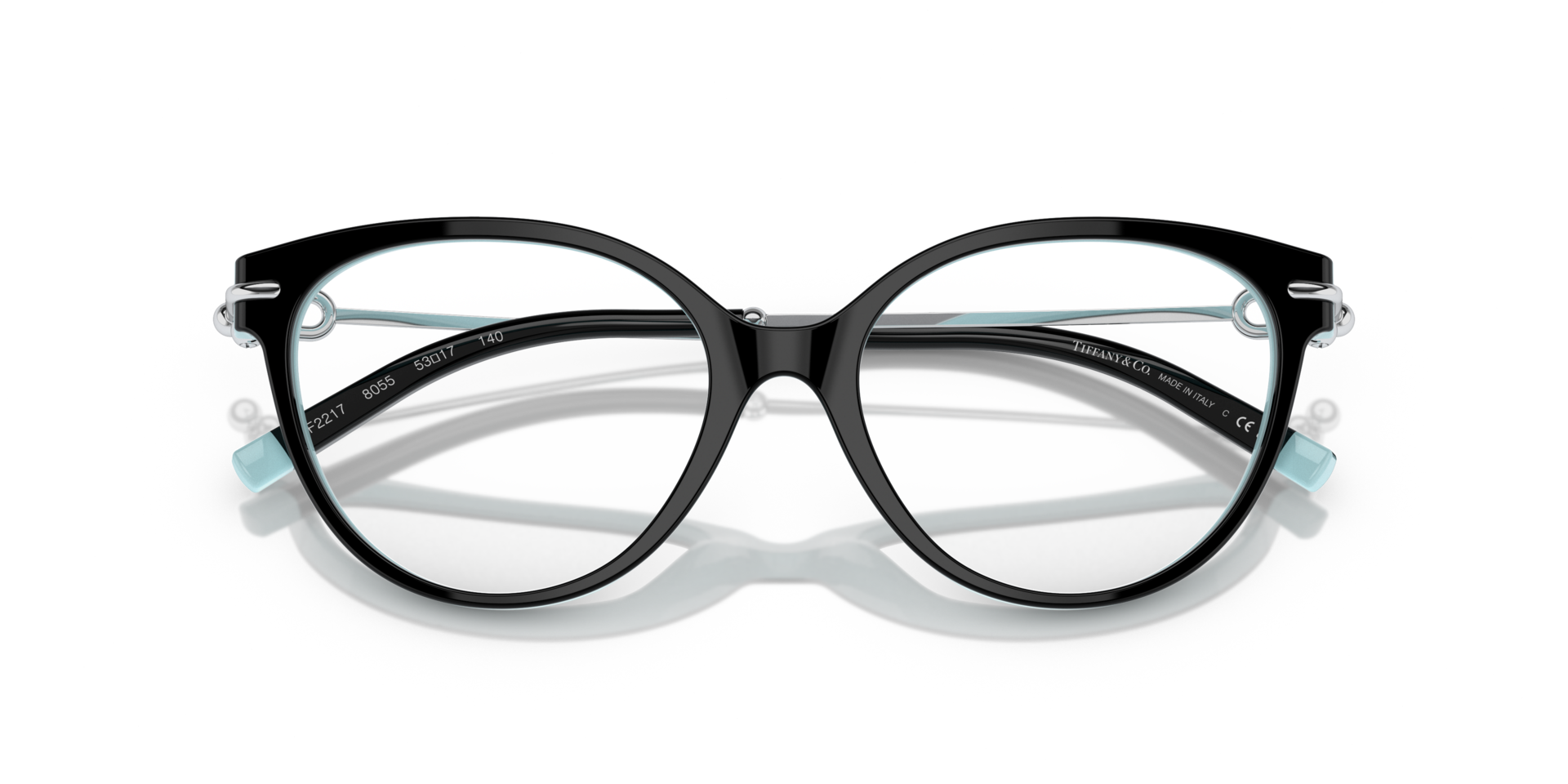 TF2217 Black On Tiffany Blue AcetateEyeglass Frames for Glasses Direct, Closed View