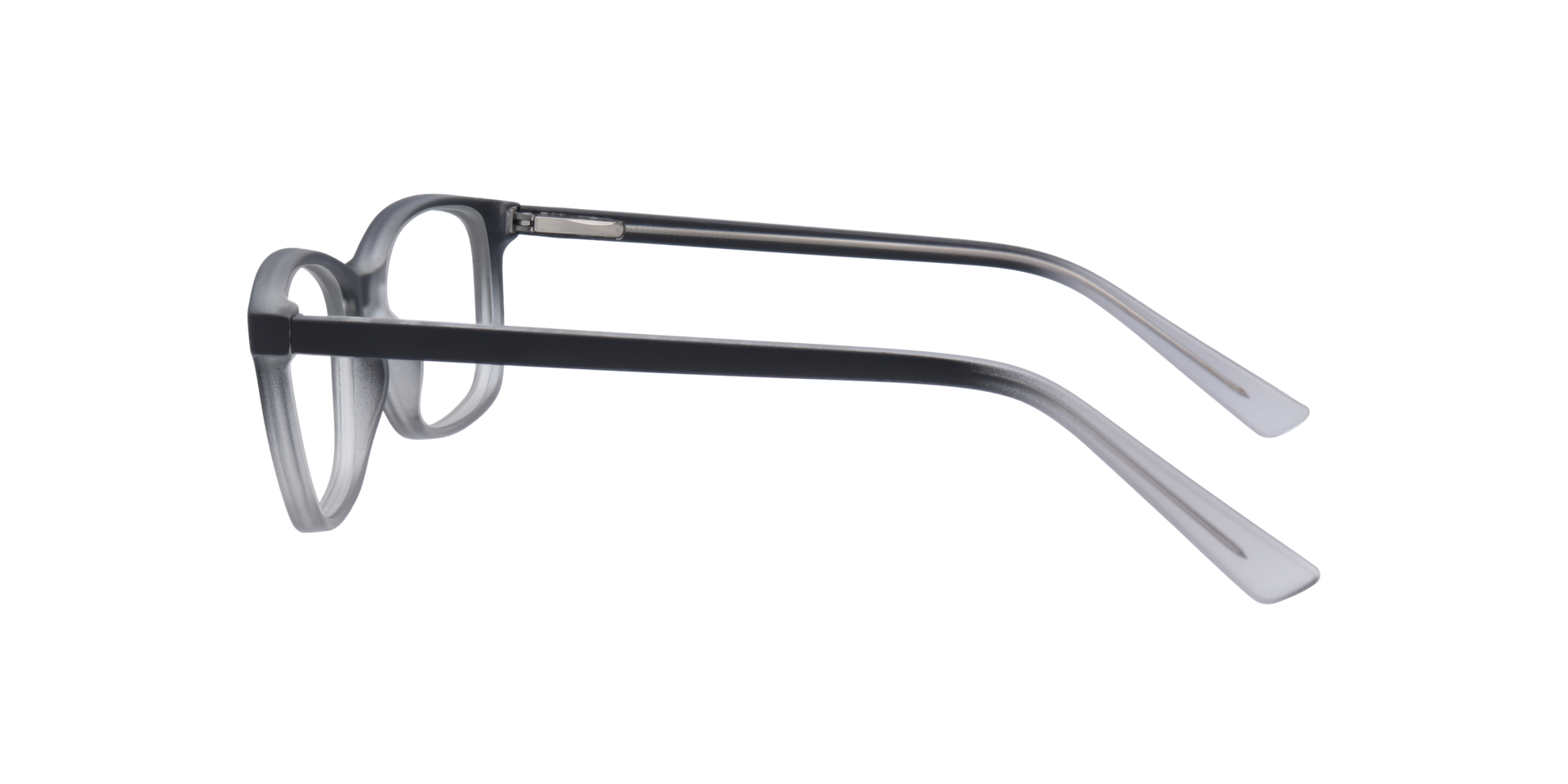 Dakari Matte Black Grey PlasticEyeglass Frames for Glasses Direct, Side View