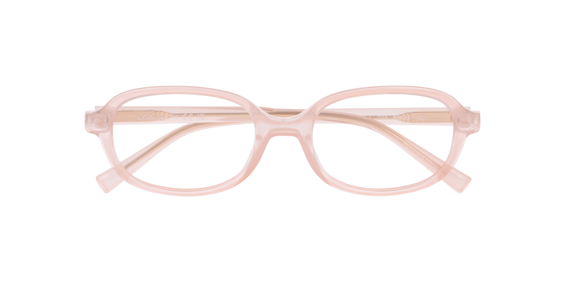 Nicola Milky Pink PlasticEyeglass Frames for Glasses Direct, Closed View