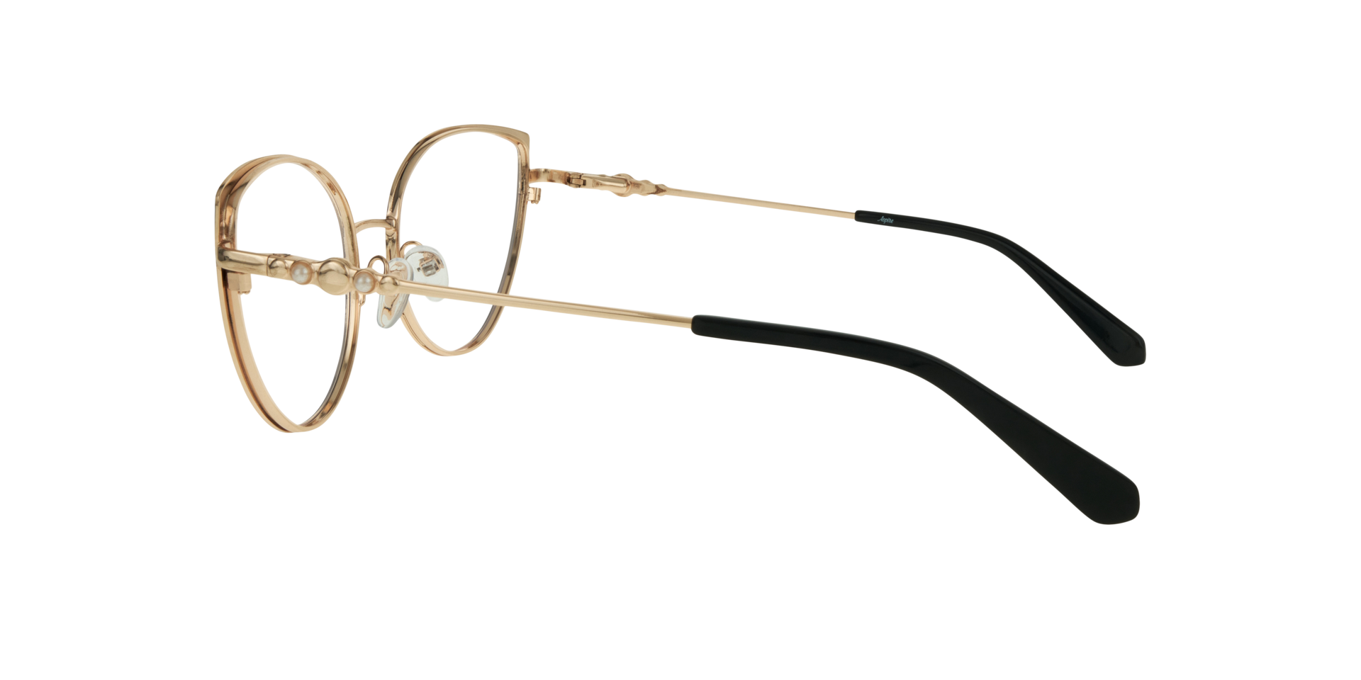 Kamila Shiny Gold & Black MetalEyeglass Frames for Glasses Direct, Side View