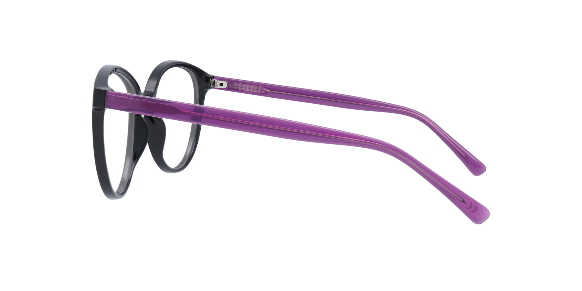 Claire Shiny Black PlasticEyeglass Frames for Glasses Direct, Side View