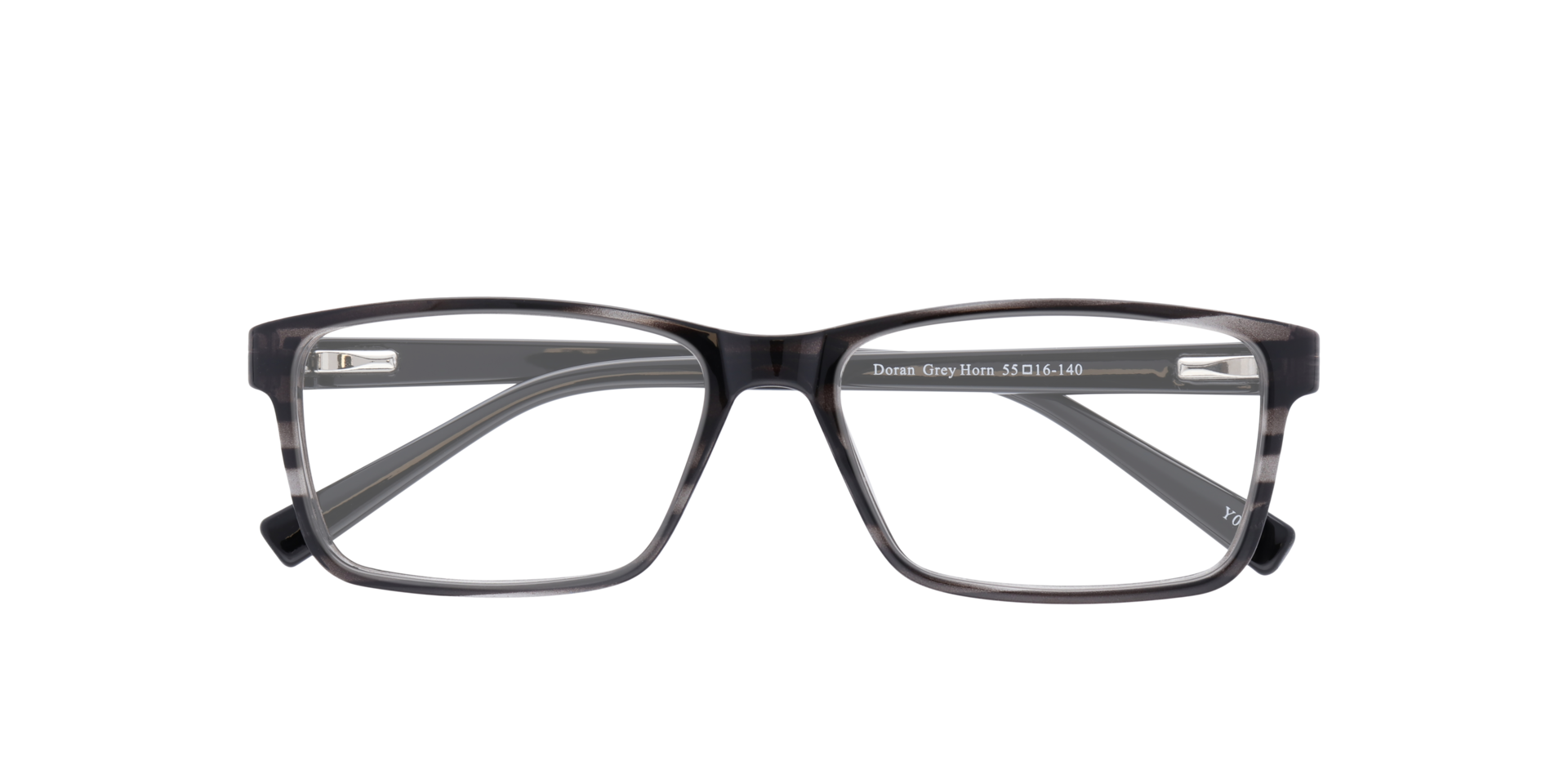 Doran Grey Horn PlasticSunglass Frames for Glasses Direct, Closed View