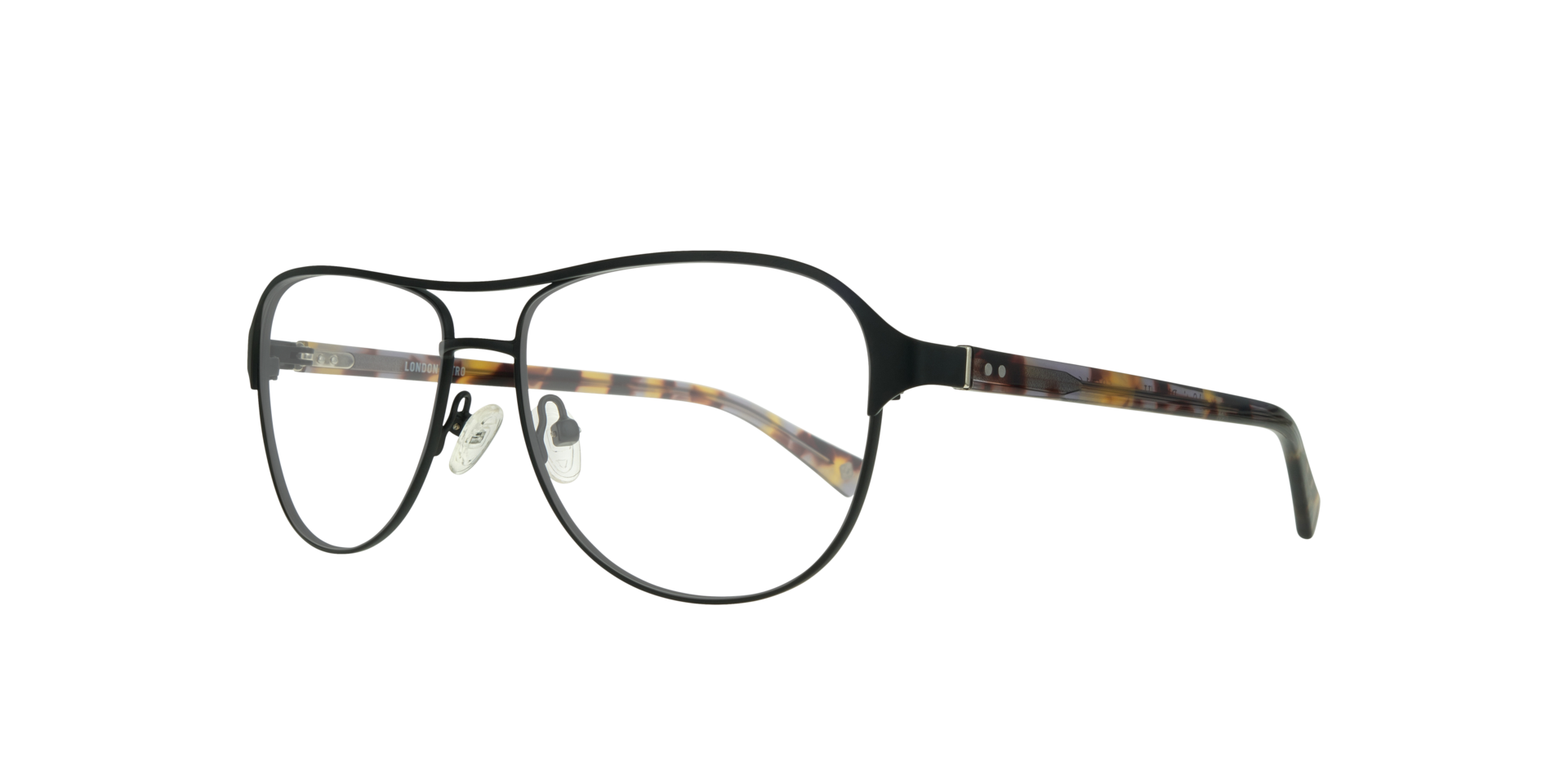 Redford Satin Black & Havana MetalEyeglass Frames for Glasses Direct, Angle View