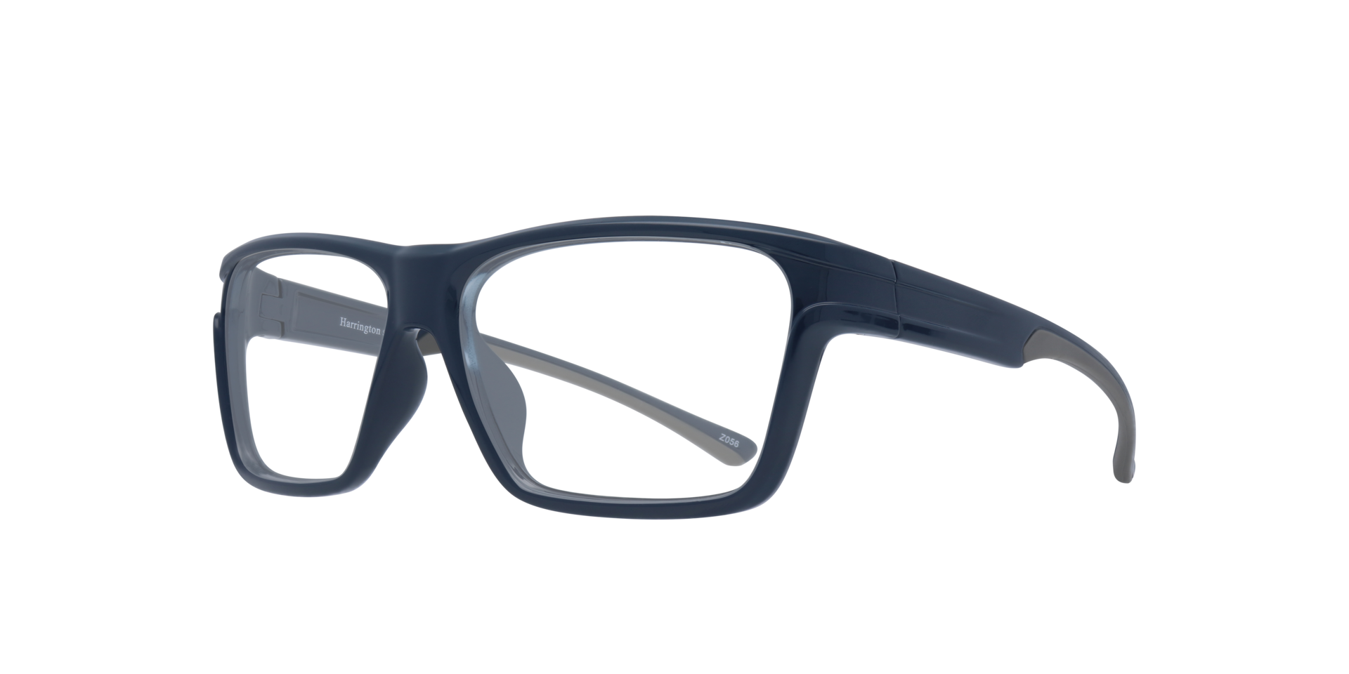 Performer Dark Blue & Grey PlasticEyeglass Frames for Glasses Direct, Angle View