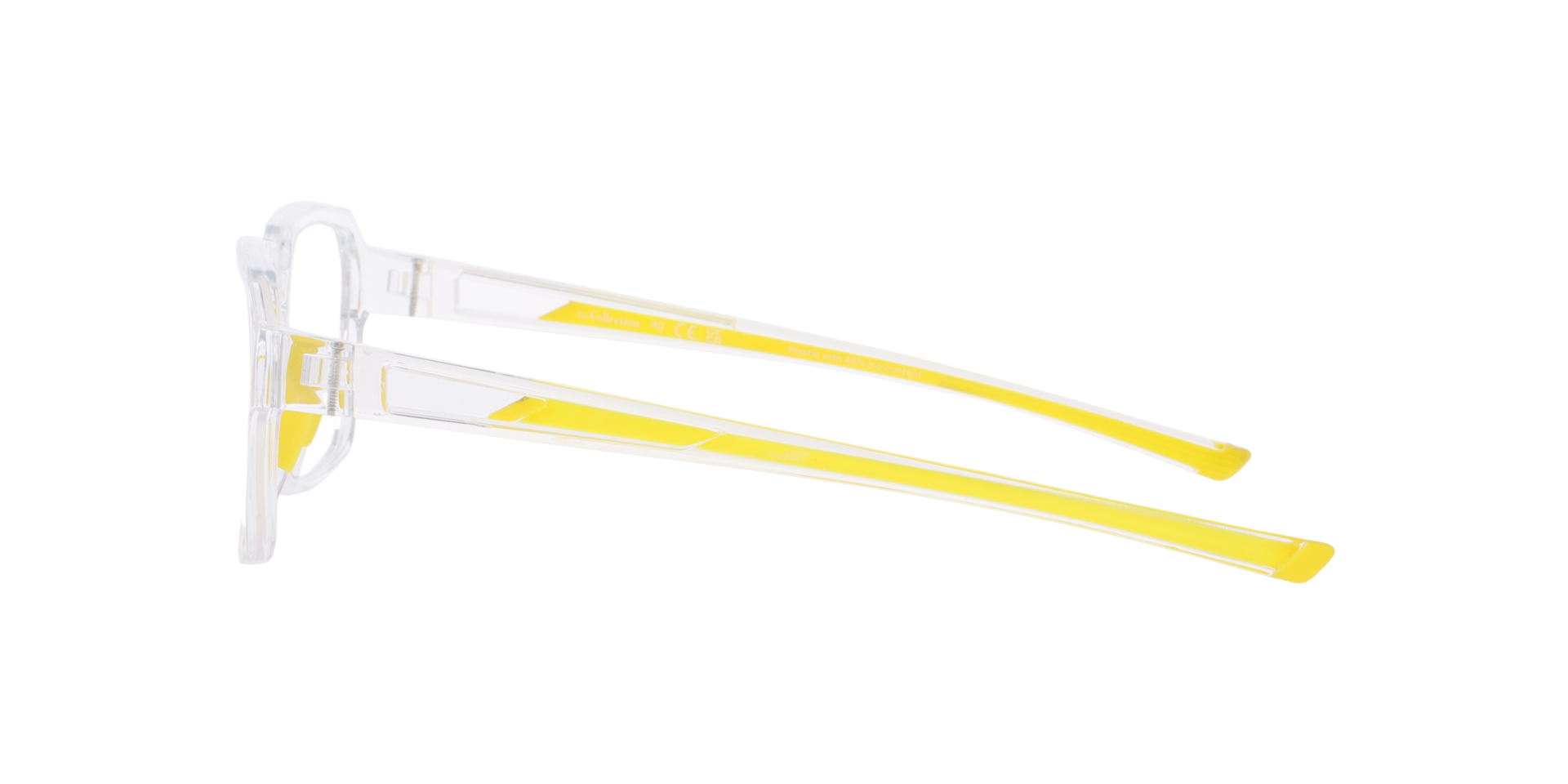 Nelson Yellow & Transparent Clear PlasticEyeglass Frames for Glasses Direct, Side View