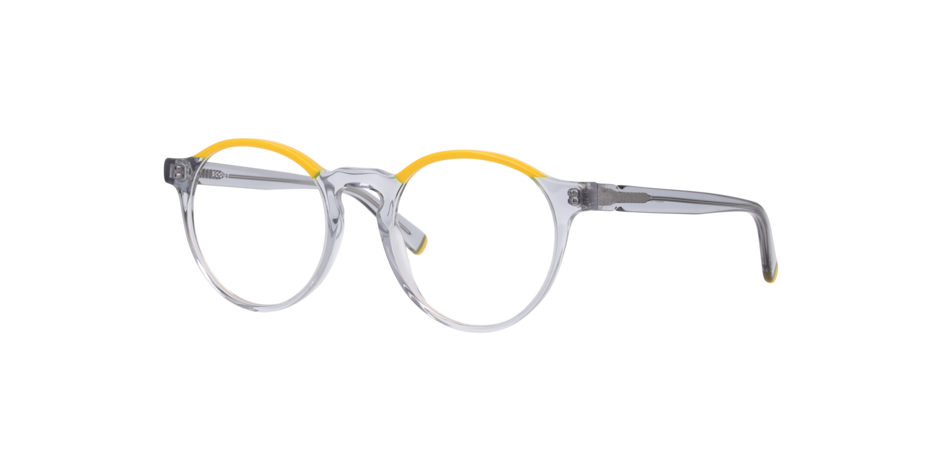Marcel Yellow & Grey AcetateEyeglass Frames for Glasses Direct, Angle View