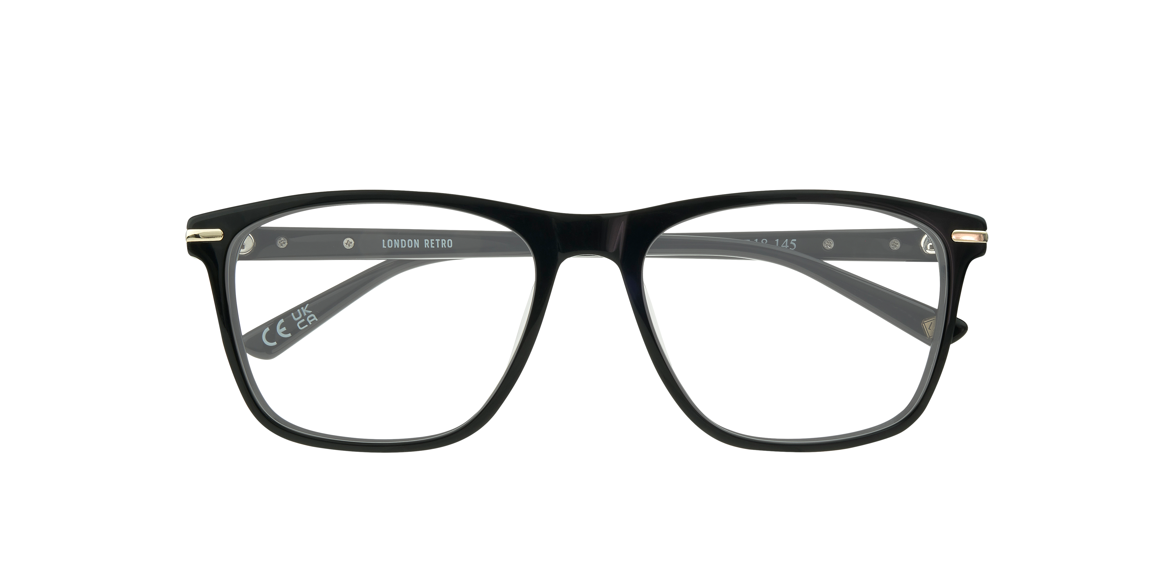 Leyton Black & Gold AcetateEyeglass Frames for Glasses Direct, Closed View