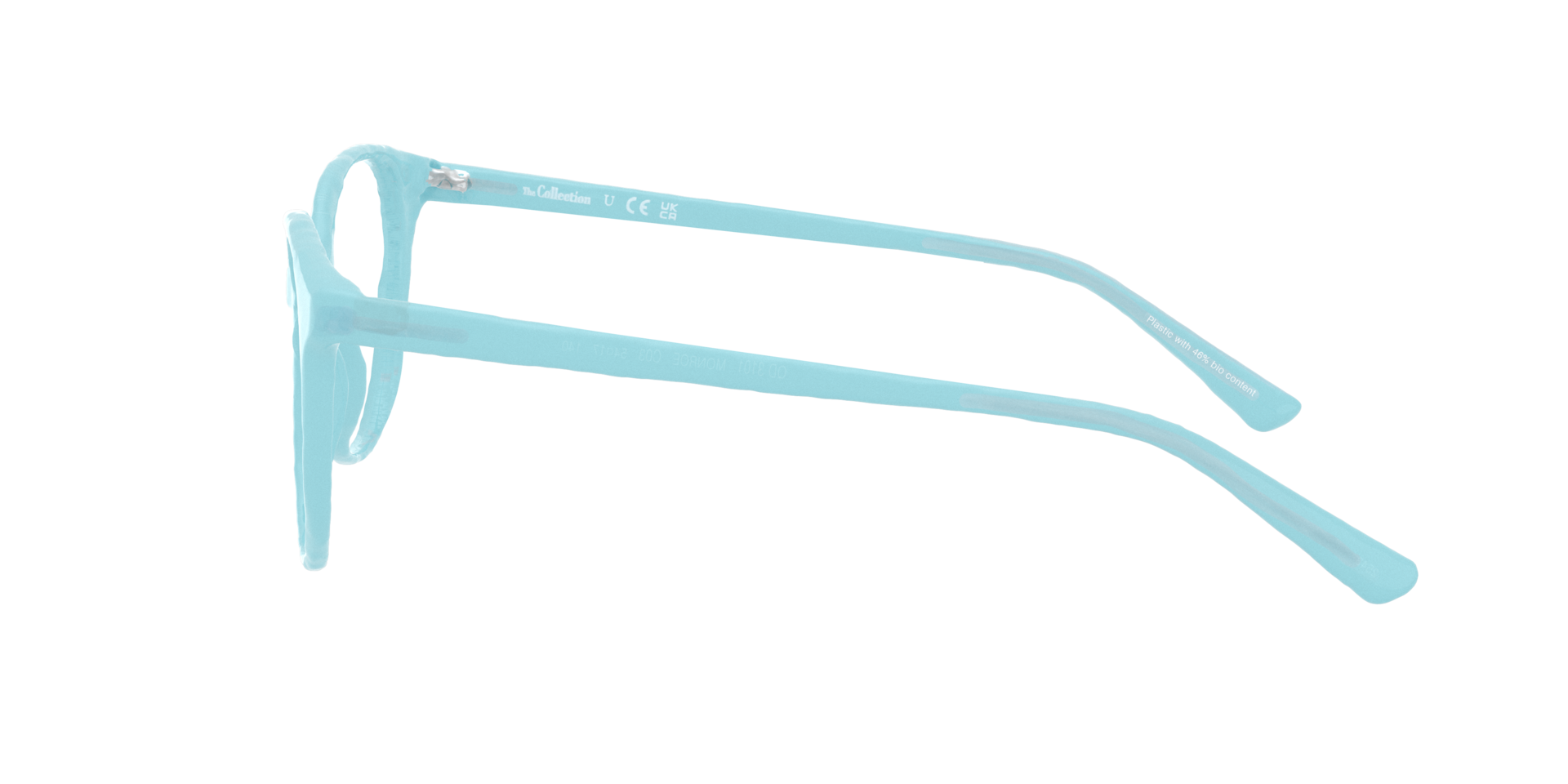 Monroe Milky Blue PlasticEyeglass Frames for Glasses Direct, Side View