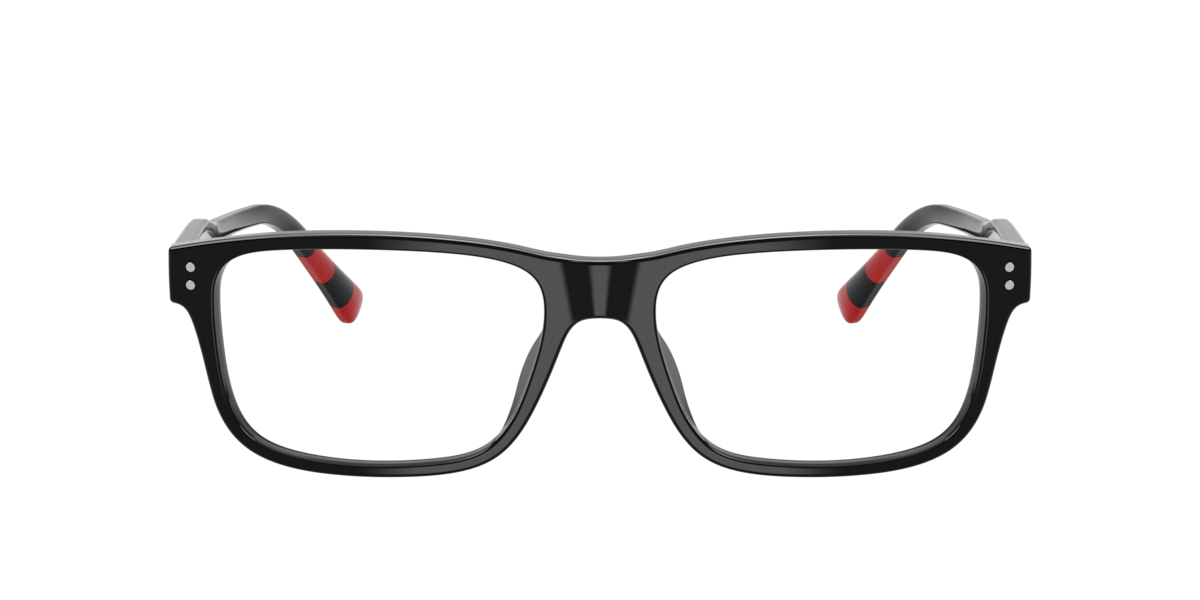 Polo Ralph Lauren Men's Shiny Black Rectangle Acetate Eyeglasses Online - Full Rim - Ph2302u