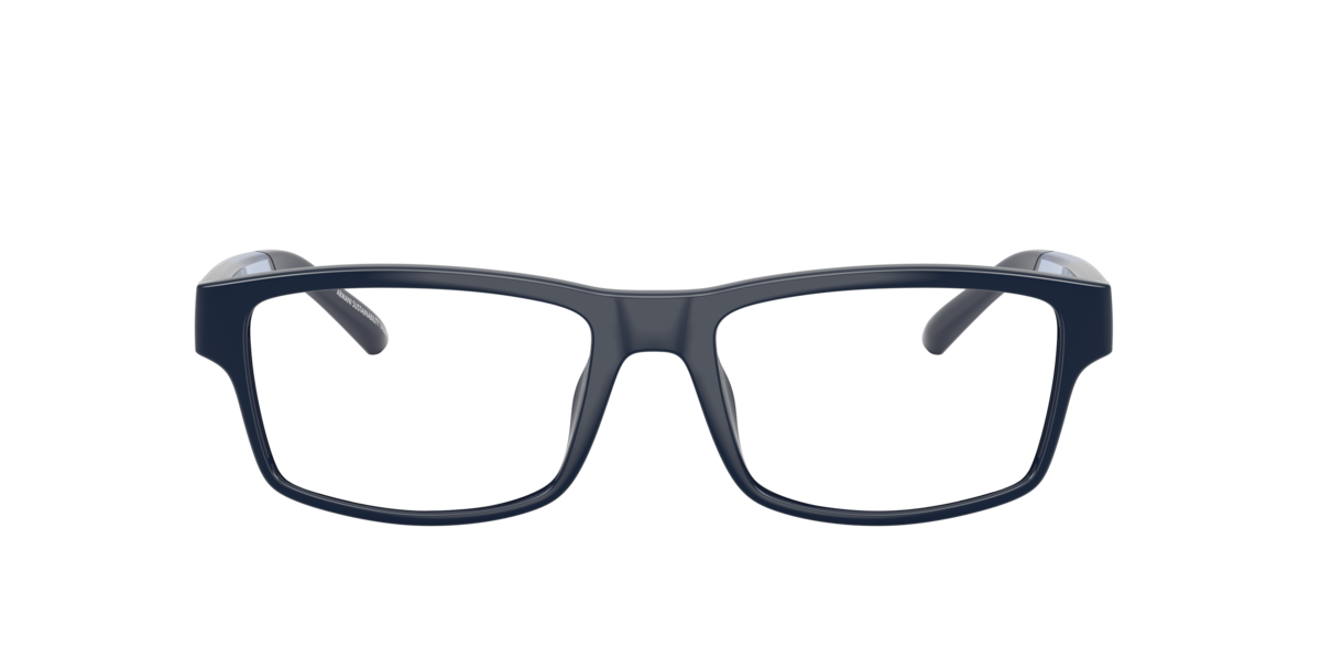 Armani Exchange Men's Shiny Blue Rectangle Plastic Eyeglasses Online - Full Rim - Ax3140u
