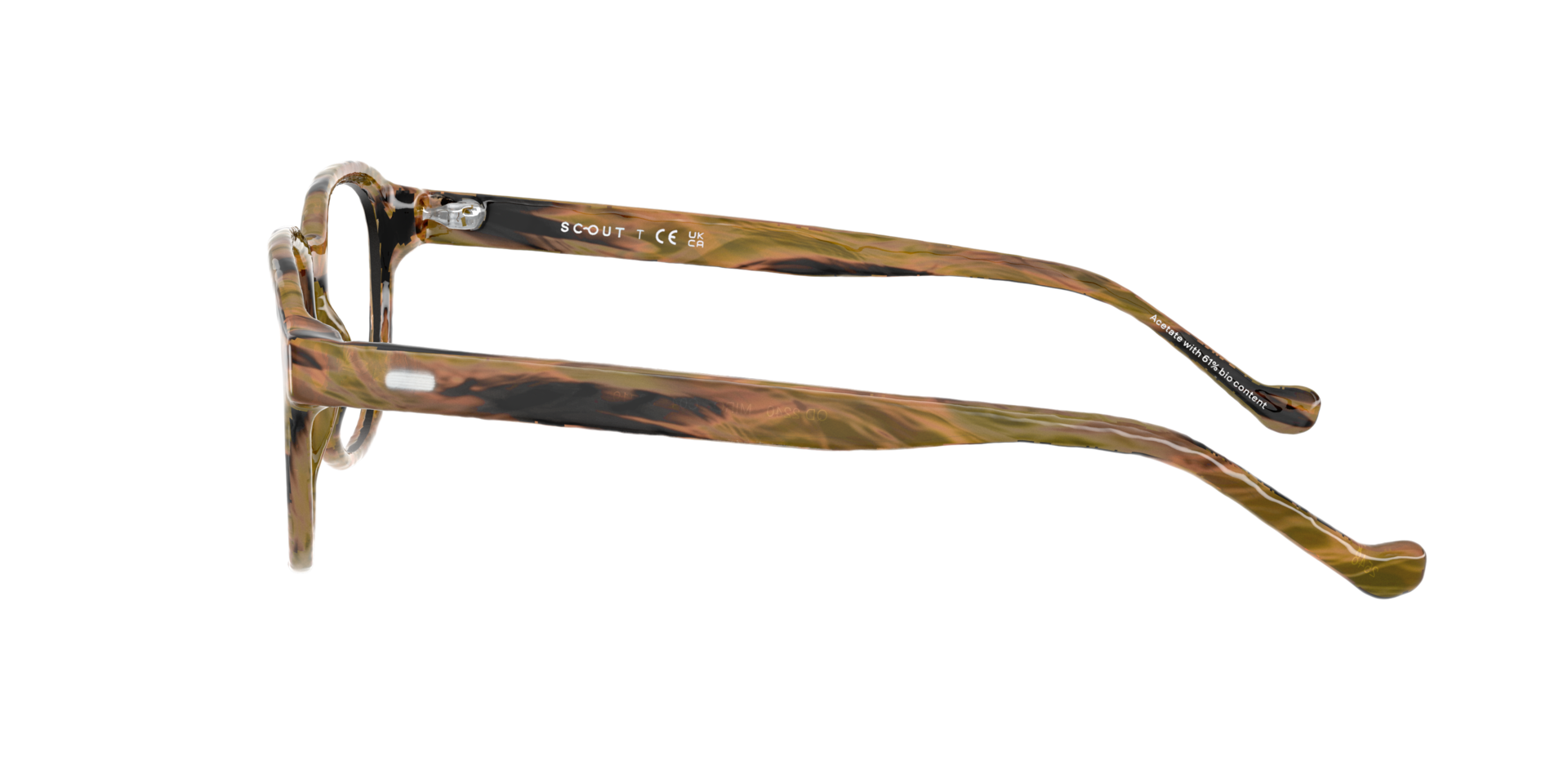 Miró Stripped Brown AcetateEyeglass Frames for Glasses Direct, Side View